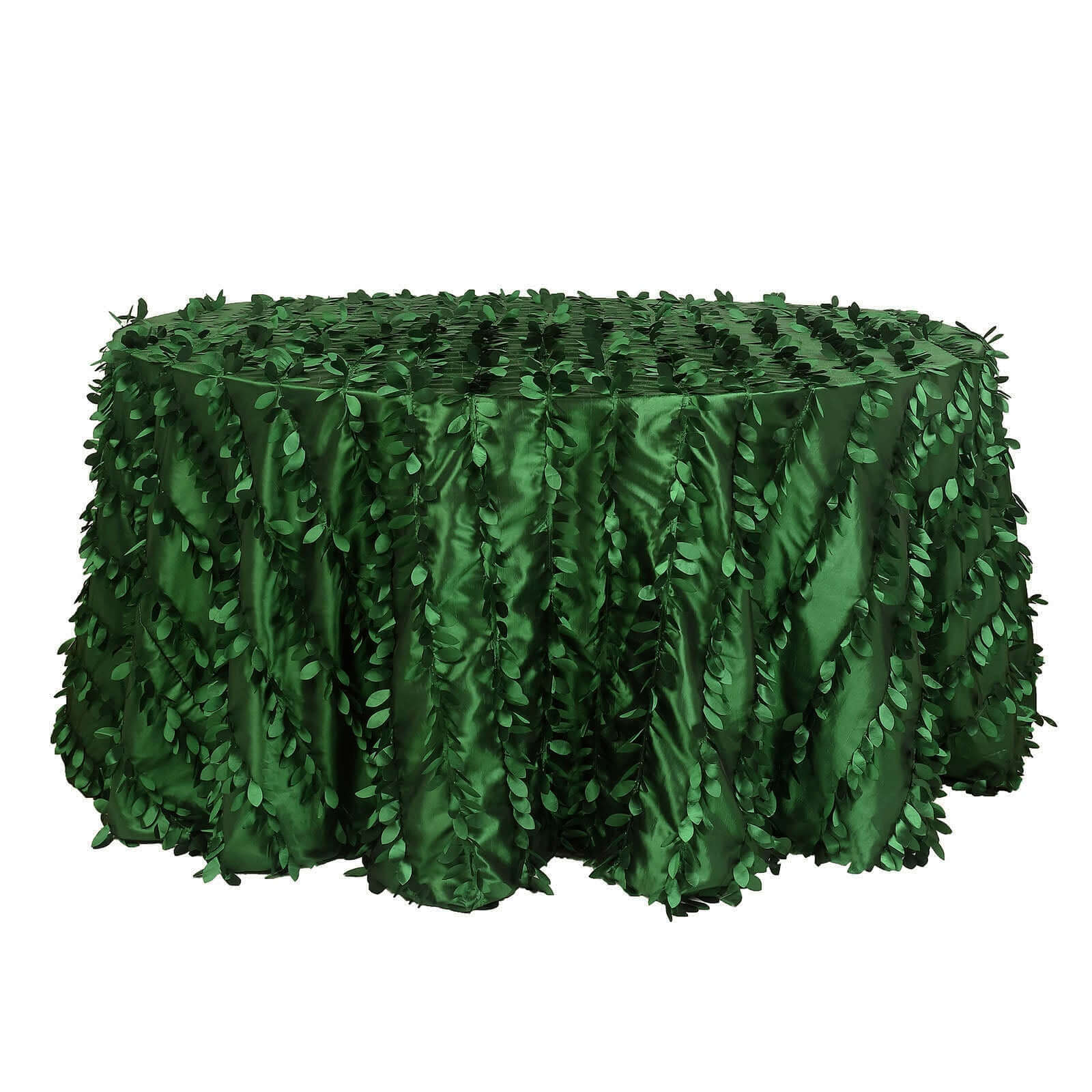 Taffeta 132 Round Tablecloth Green Leaf | 3D Leaf Petal Design Seamless Table Cover
