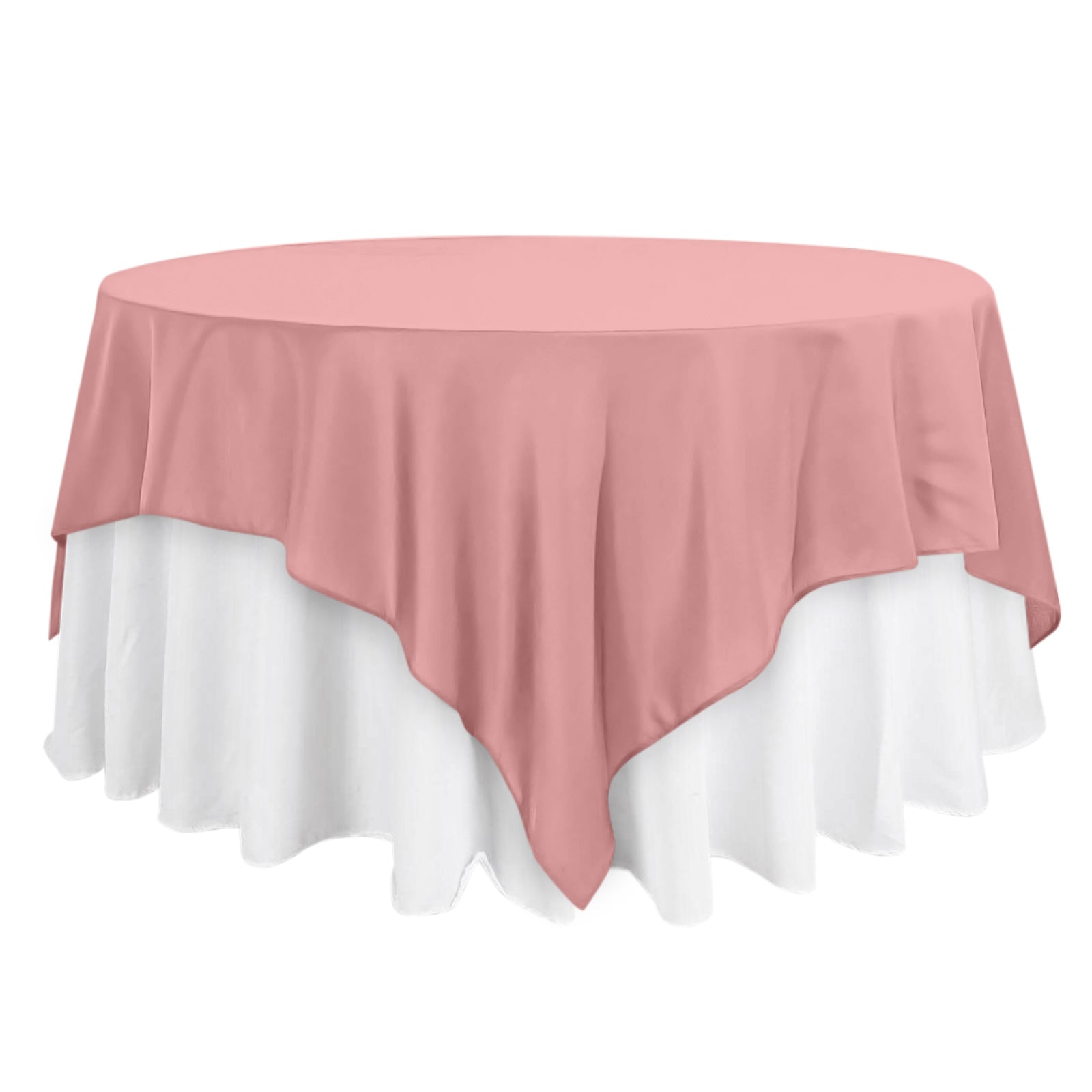 Polyester 90x90 Table Overlay Square Tablecloth Dusty Rose - Wrinkle-Resistant & Durable Table Cover