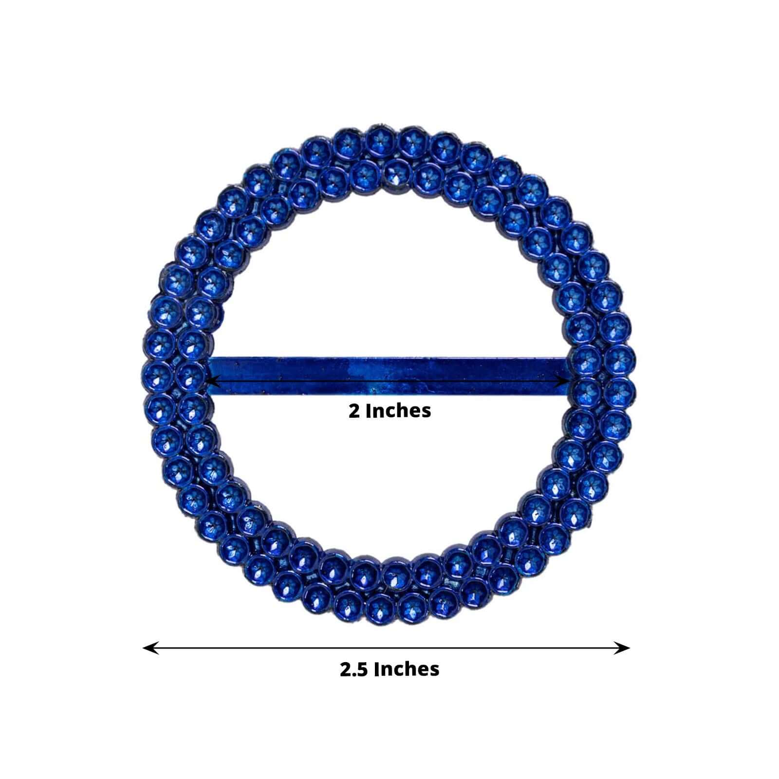 20 Pack Diamond Round Chair Sash Band Buckle Pins Royal Blue - Timeless Rhinestone Napkin Rings 2.5