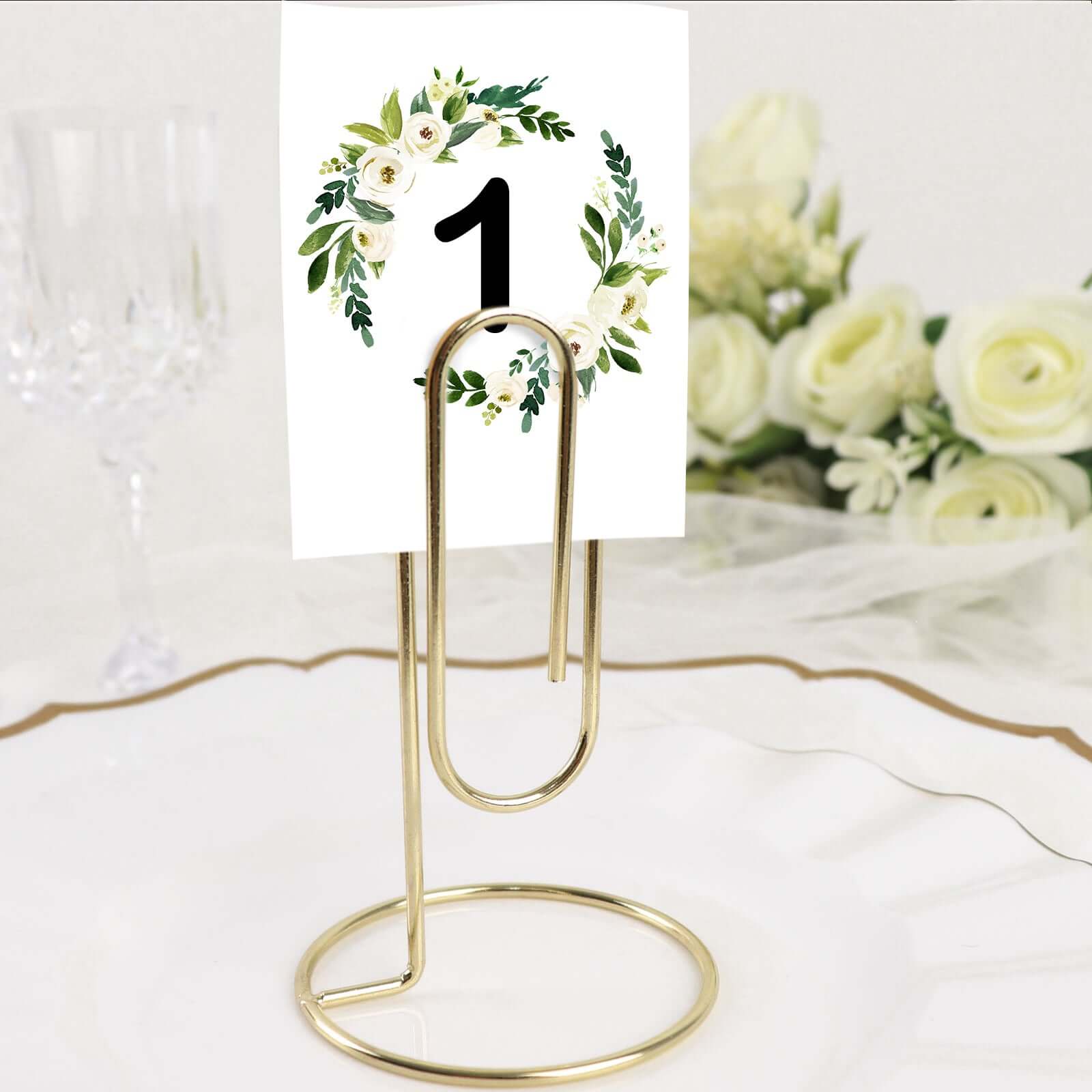 5-Pack Metal Card Holder Stands Paperclip Design Gold - Table Number Stands and Wedding Menu Clips 5