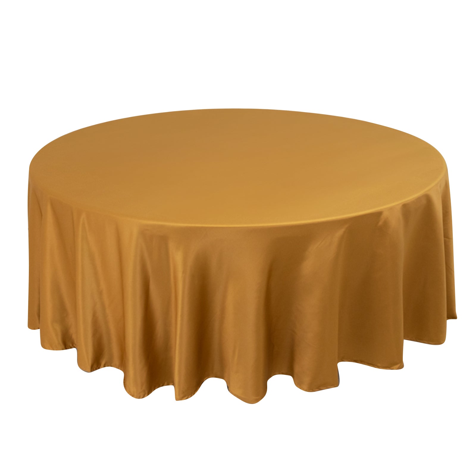 Lamour Satin 108 Round Tablecloth Gold - Durable & Silk-Like Table Cover for Classy Weddings & Events