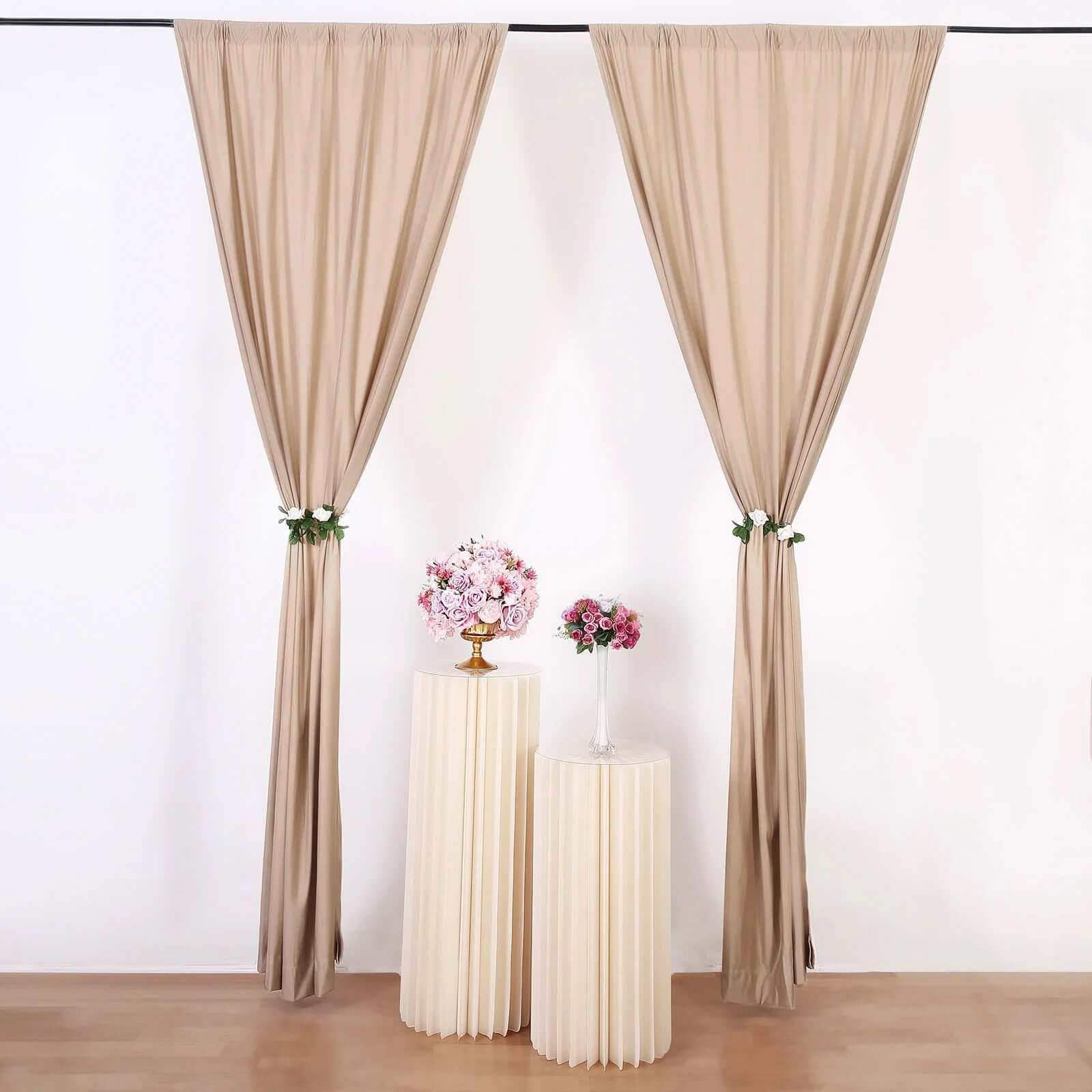 2 Pack Nude Scuba Polyester Event Curtain Drapes, Durable Flame Resistant Backdrop Event Panels Wrinkle Free with Rod Pockets - 10ftx10ft