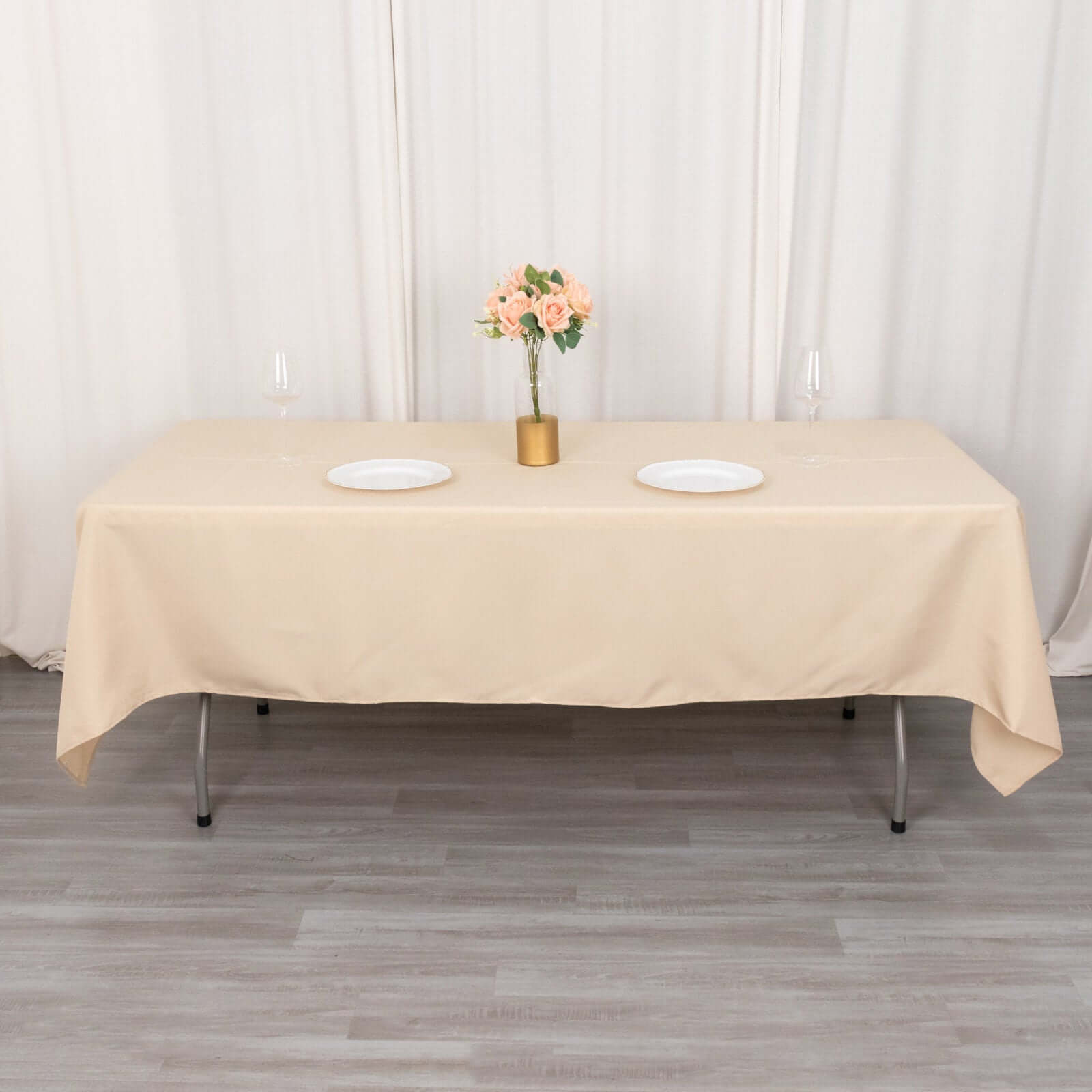 Premium Polyester 60x102 Rectangle Tablecloth Beige - Durable 220GSM Wrinkle-Resistant Table Cover