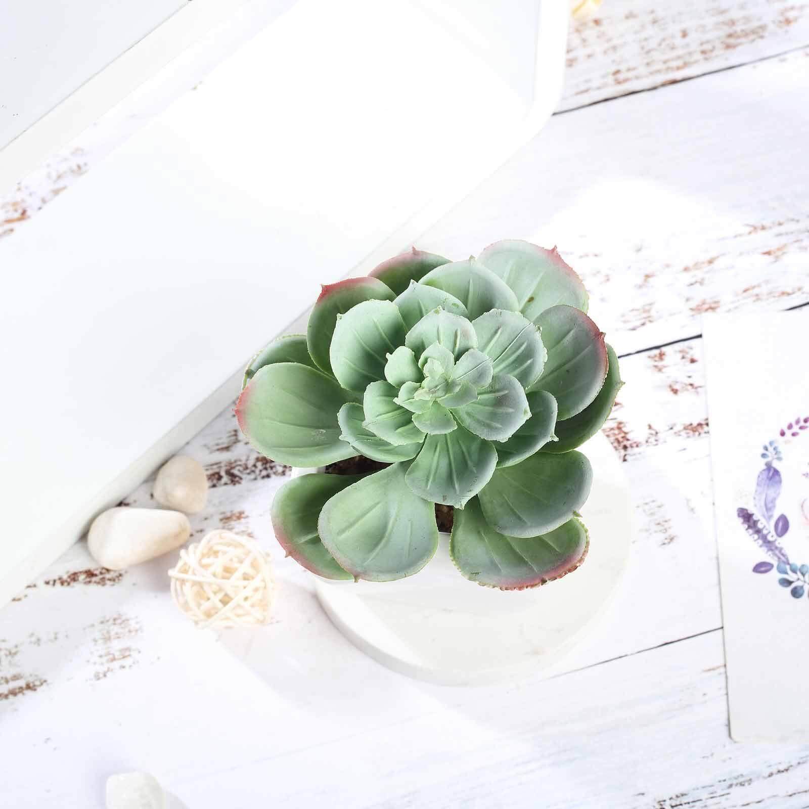 3-Pack Echeveria Artificial Succulents in Ceramic Pot - Lifelike Decorative Faux Plants for Home Office & Event Design 4