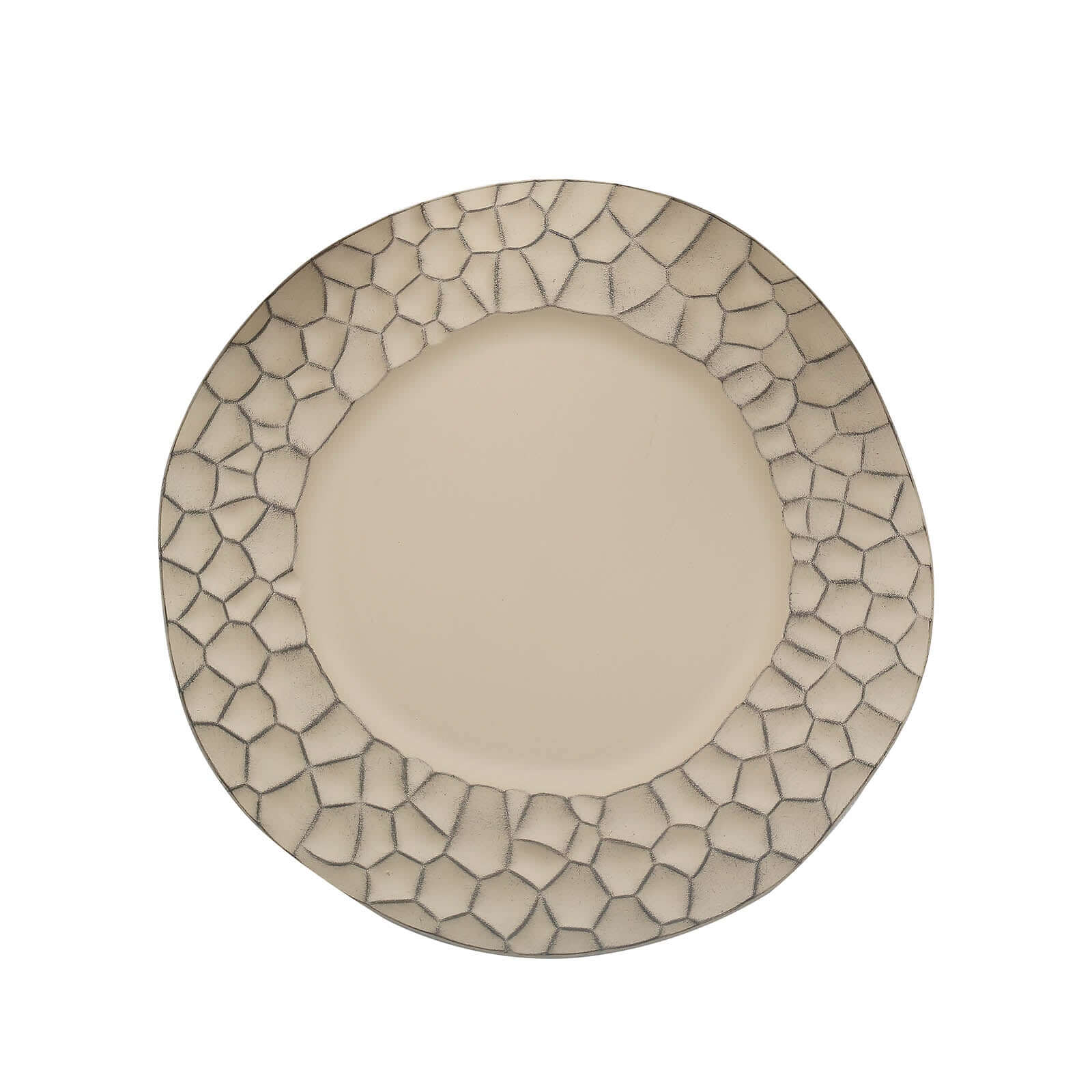 6-Pack Round Charger Plates 13 in Taupe with Hammered Rim, Matte Finish Modern Dinner Charger Tableware