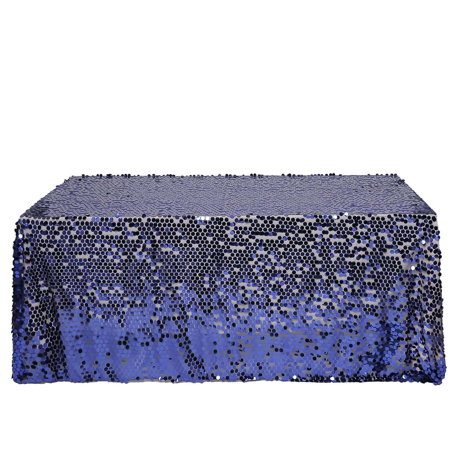 Sequin 90x132 Rectangle Tablecloth Navy Blue - Seamless Big Payette Table Cover