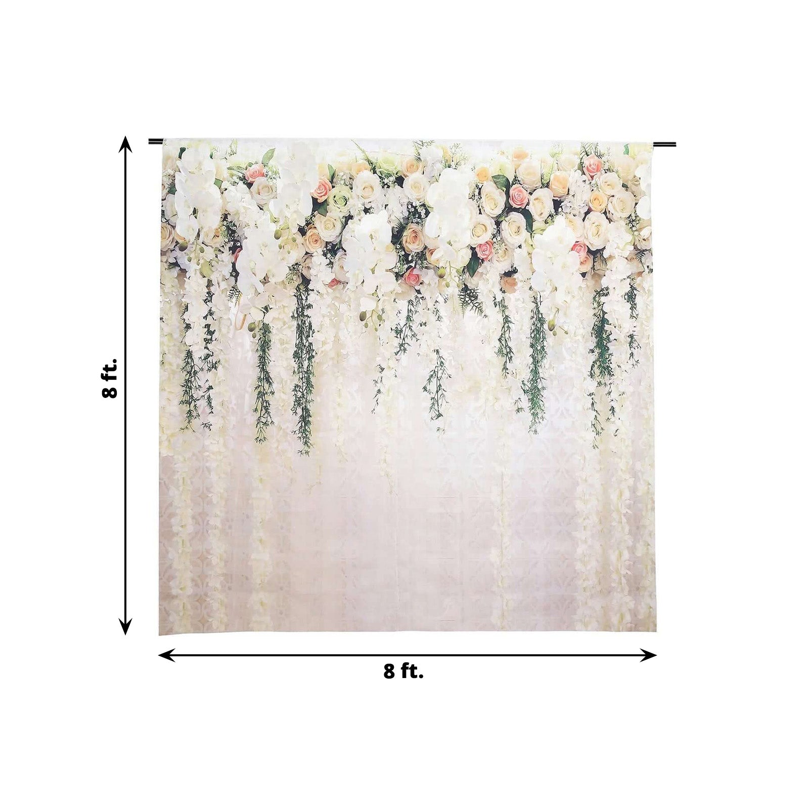 8ftx8ft White Rose and Flowers Floral Print Vinyl Photography Backdrop