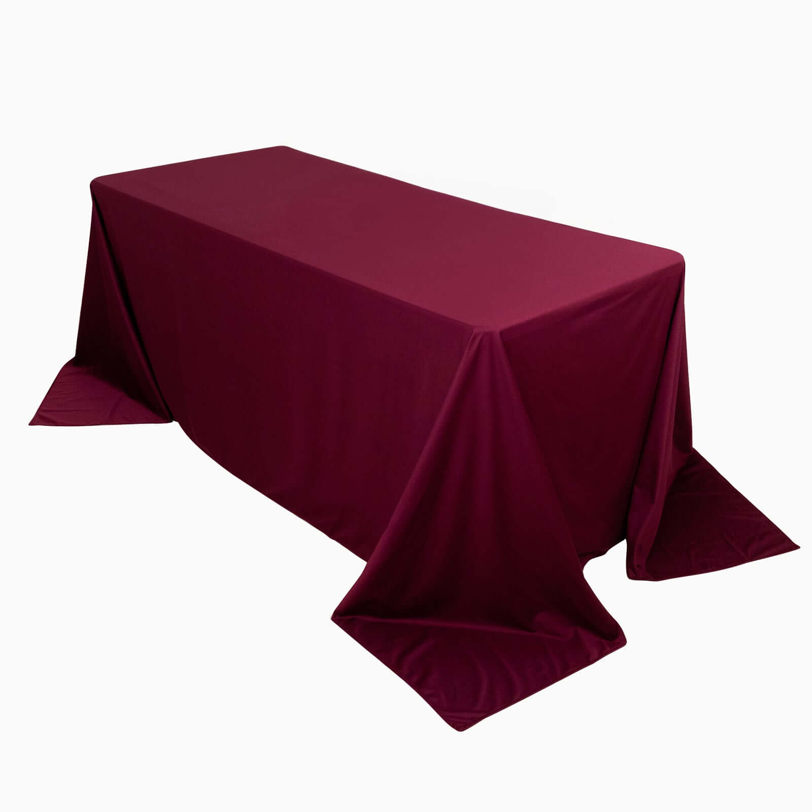 Premium Scuba Rectangular 90x132 Tablecloth Burgundy - Wrinkle Free, Stain Resistant & Seamless Table Cover