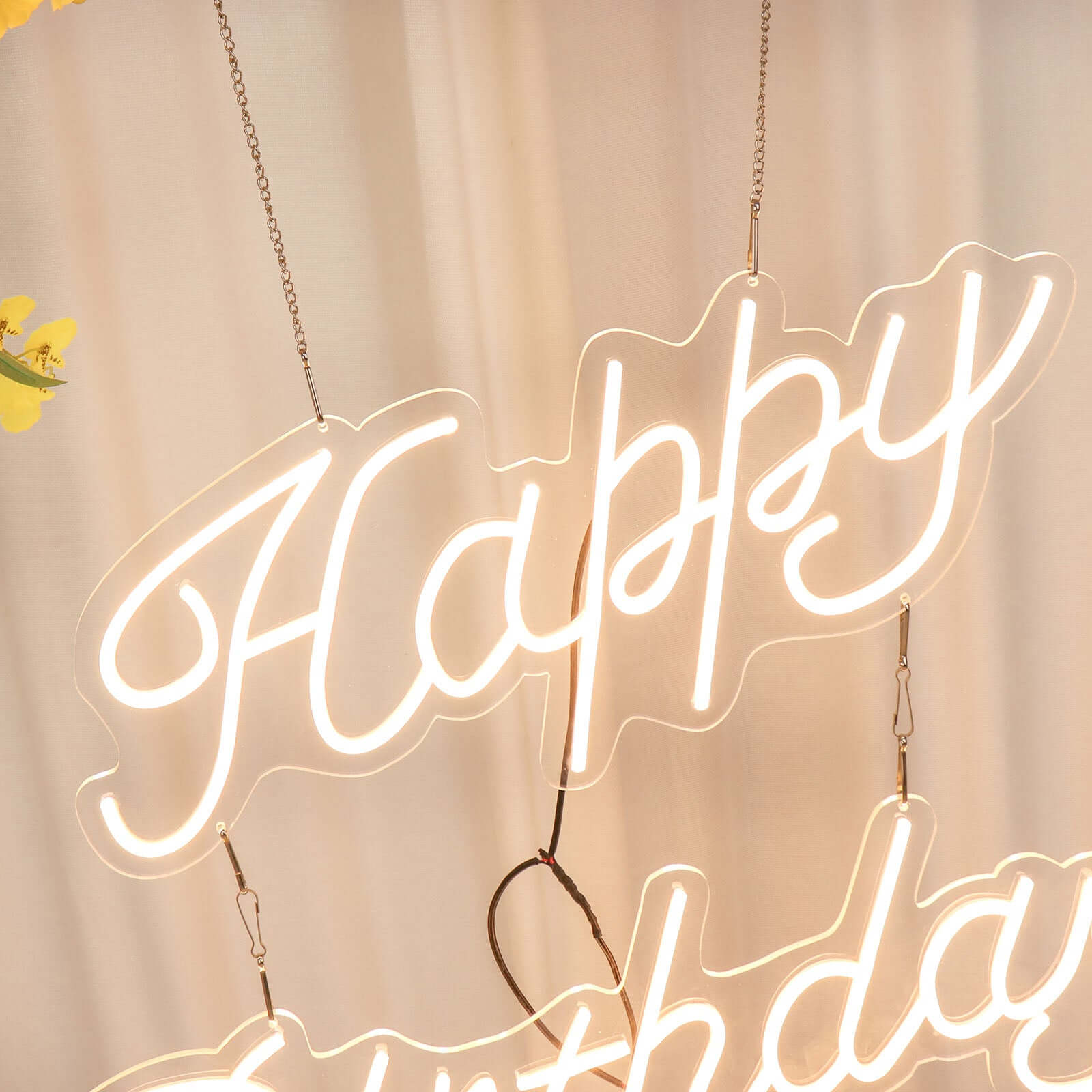 32 Happy Birthday Neon Light Sign, LED Reusable Wall Décor Lights With 5ft Hanging Chain