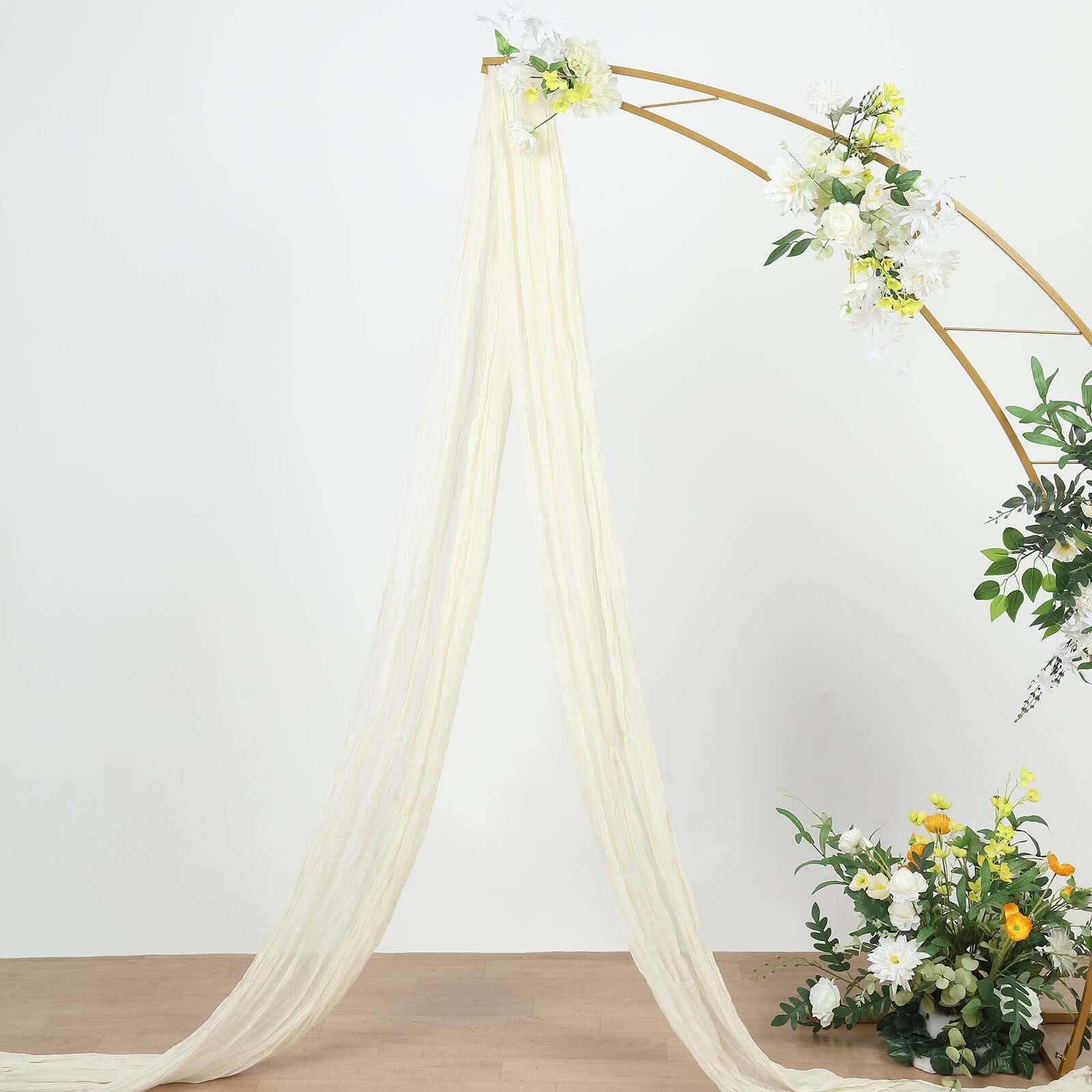 20ft Ivory Gauze Cheesecloth Fabric Wedding Arch Drapery, Window Scarf Valance, Boho Decor Arbor Curtain Panel