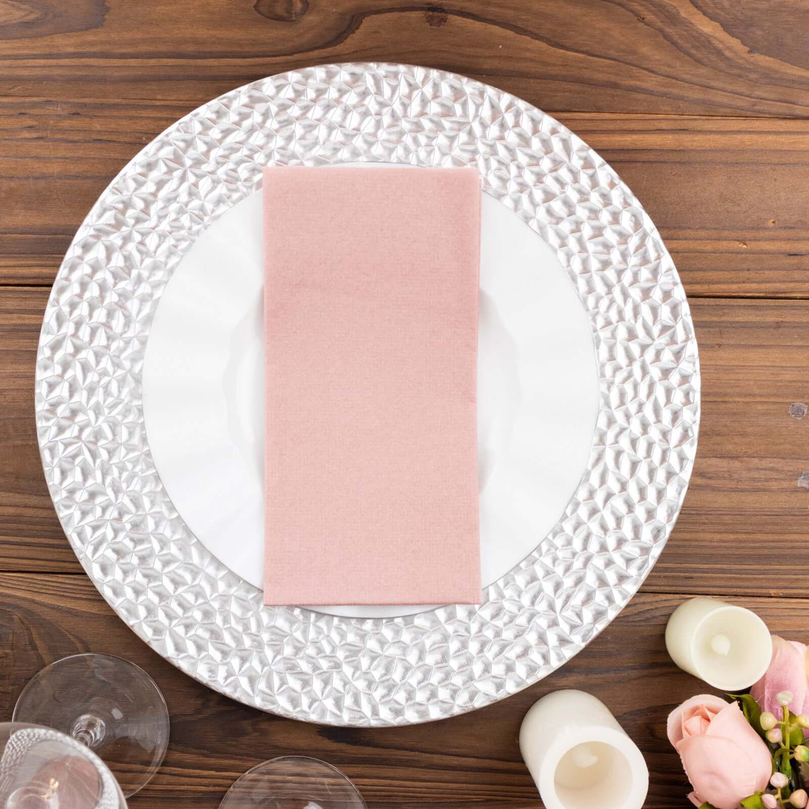 20-Pack Paper Linen-Like Napkins Dusty Rose - Disposable Hygienic Airlaid Guest Towels 8.5x4