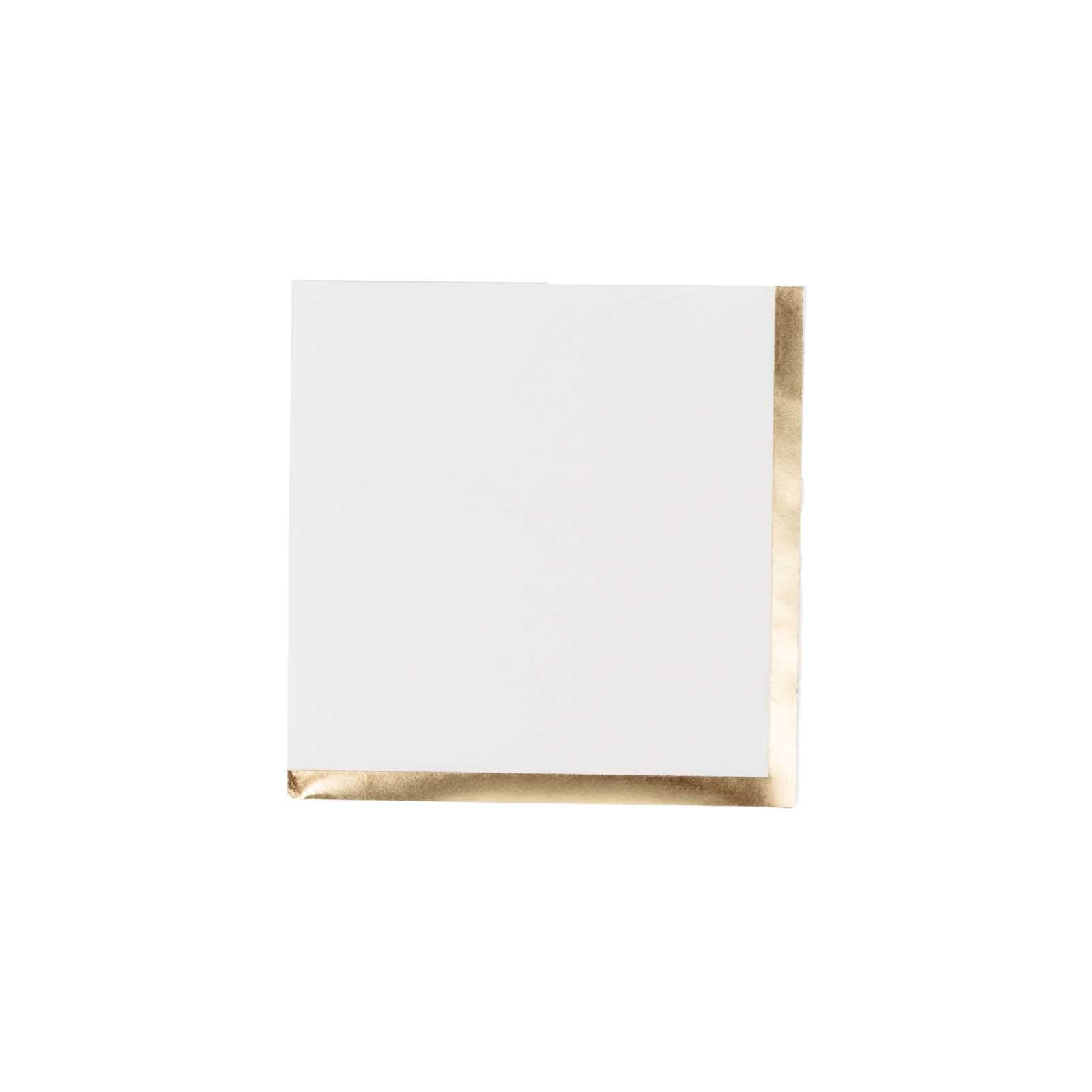 50-Pack Paper Beverage Napkins White with Gold Foil Edge - 2 Ply Disposable Soft 18GSM Cocktail Napkins for Events 5x5