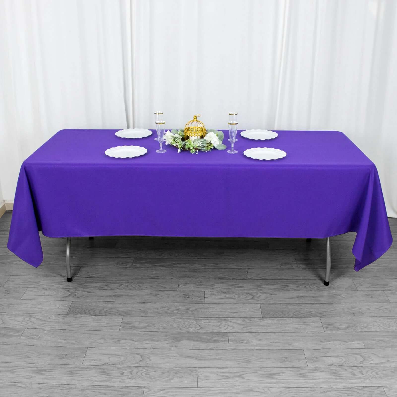 Premium Polyester 60x102 Rectangle Tablecloth Purple - Durable 220GSM Wrinkle-Resistant Table Cover