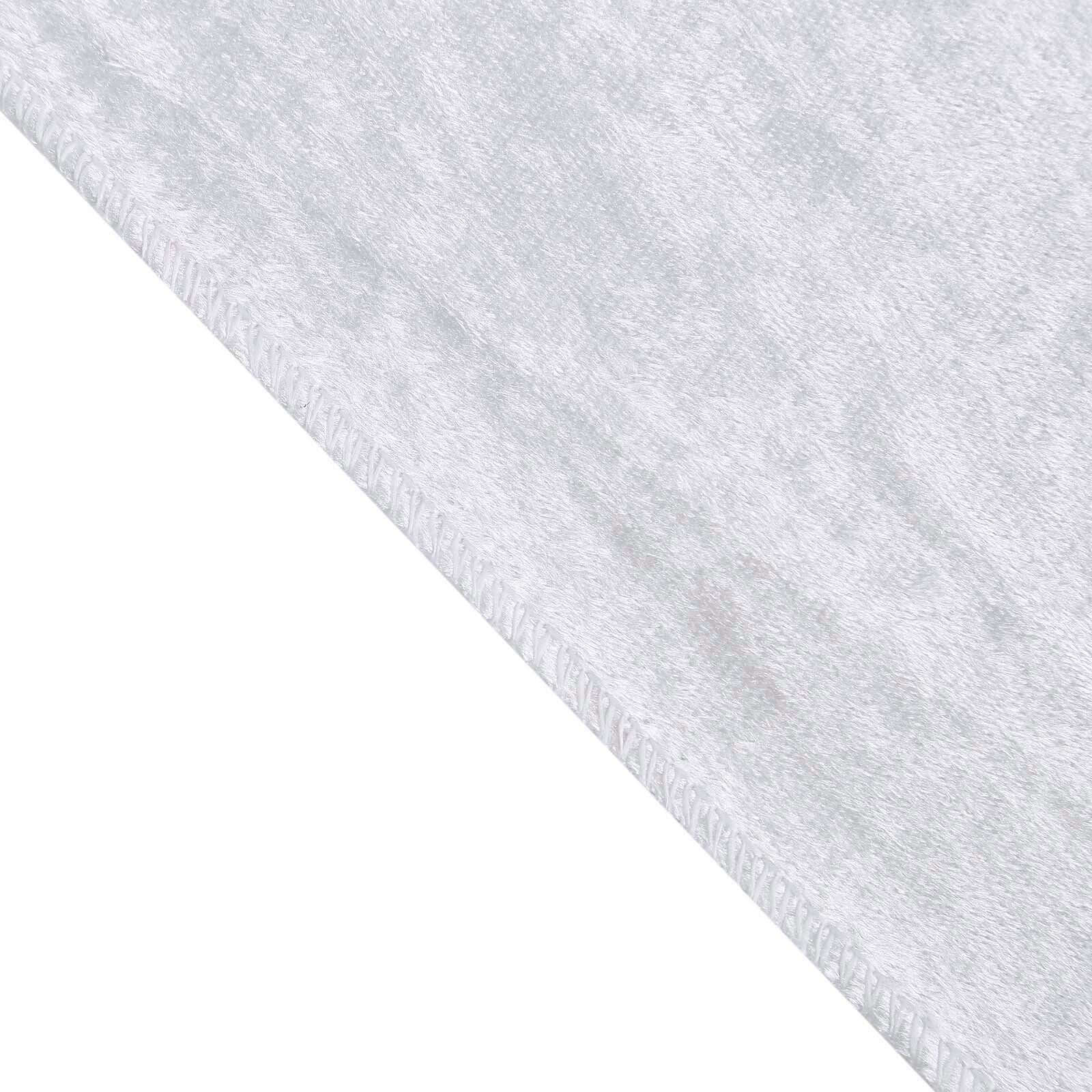 90x132 White Seamless Premium Velvet Rectangle Tablecloth, Reusable Linen for 6 Foot Table With Floor-Length Drop