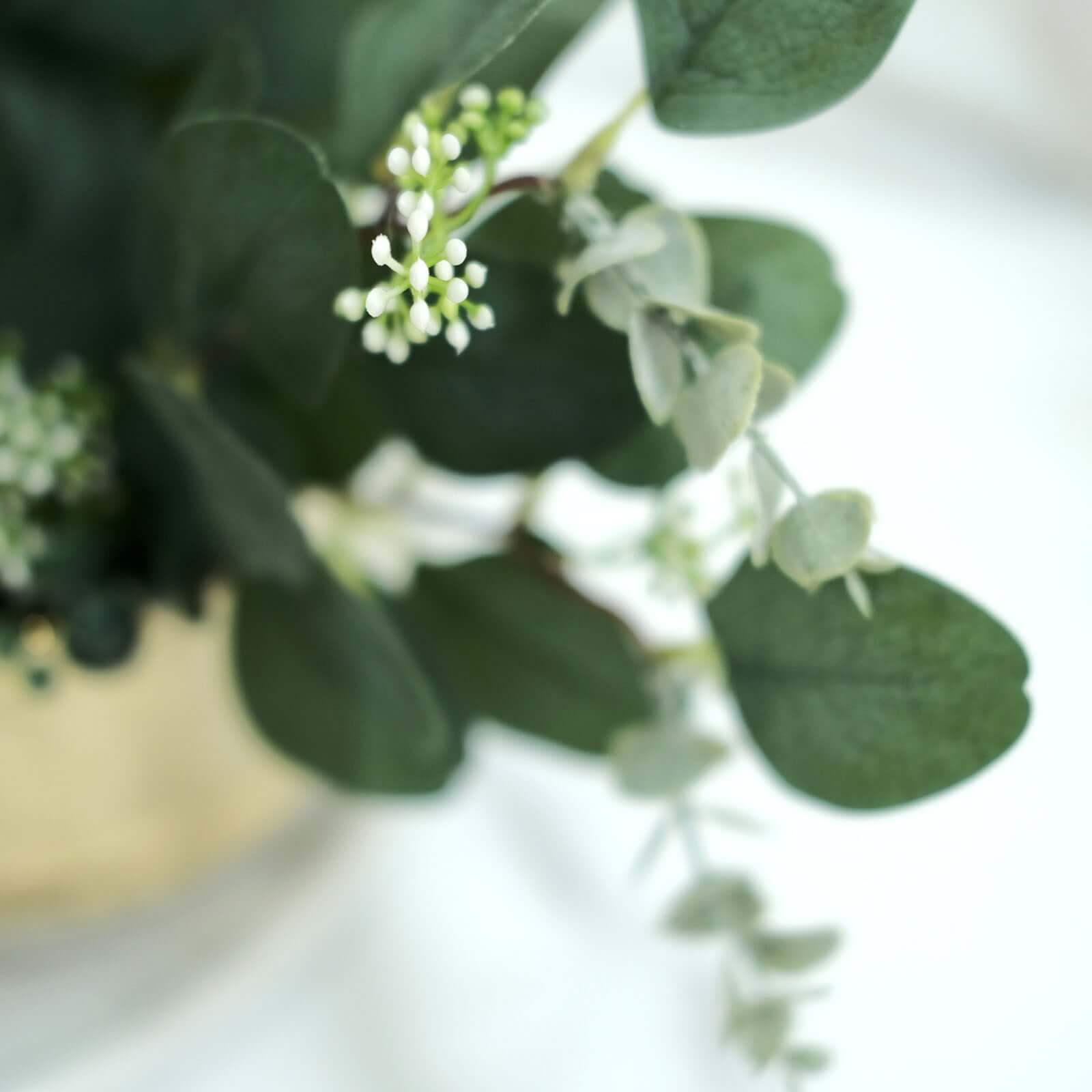 14 Stems Real Touch 12 Artificial Eucalyptus Leaf Flower Bouquet, Faux Silver Dollar Branches, Vase Floral Arrangement