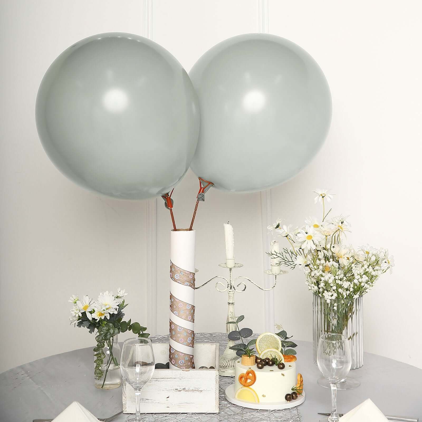 10 Pack 18 Matte Pastel Silver Helium or Air Latex Party Balloons