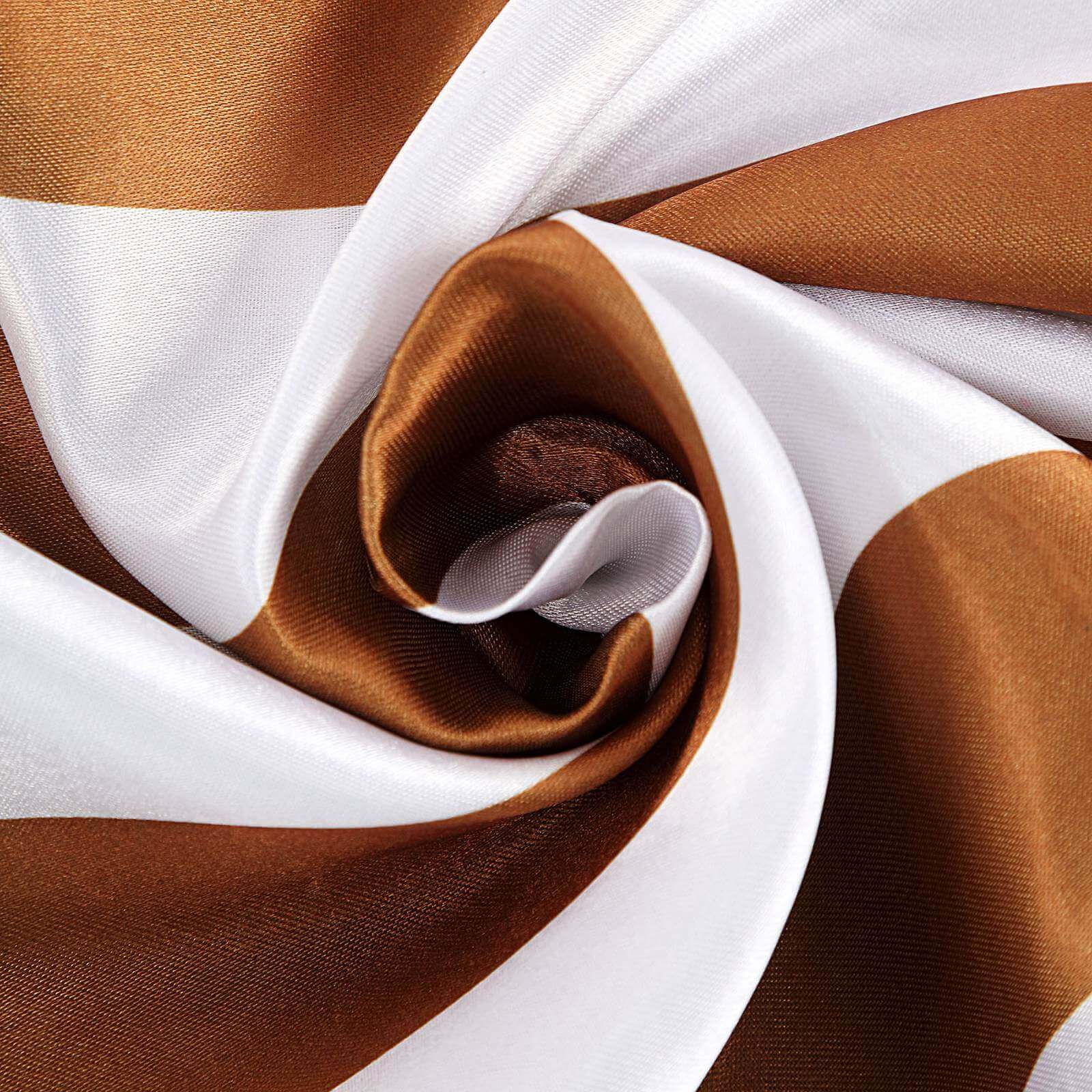 Satin 120 Round Tablecloth Gold/White - Stripe Design with Seamless Silky Smooth Finish Table Cover