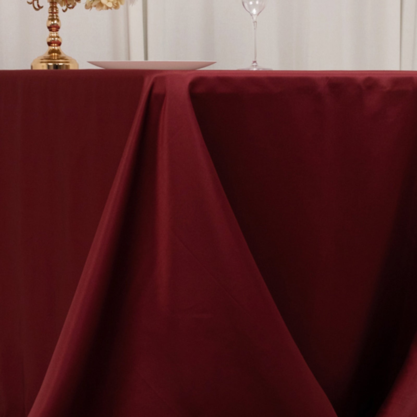 Lamour Satin 90x132 Rectangle Tablecloth Burgundy - Soft & Silk-Like Seamless Table Cover