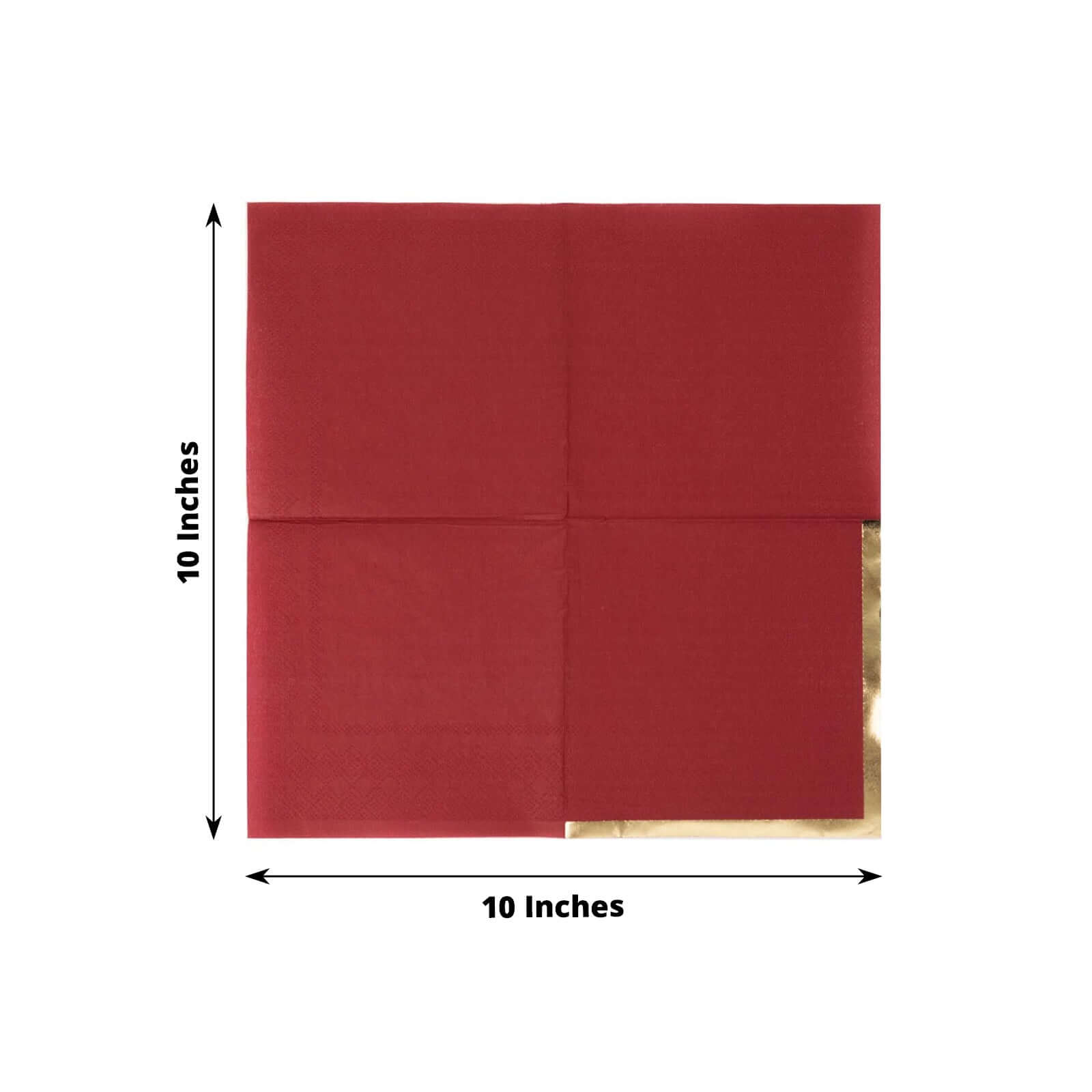 50-Pack Paper Beverage Napkins Burgundy with Gold Foil Edge - 2 Ply Disposable Soft 18GSM Cocktail Napkins 5x5