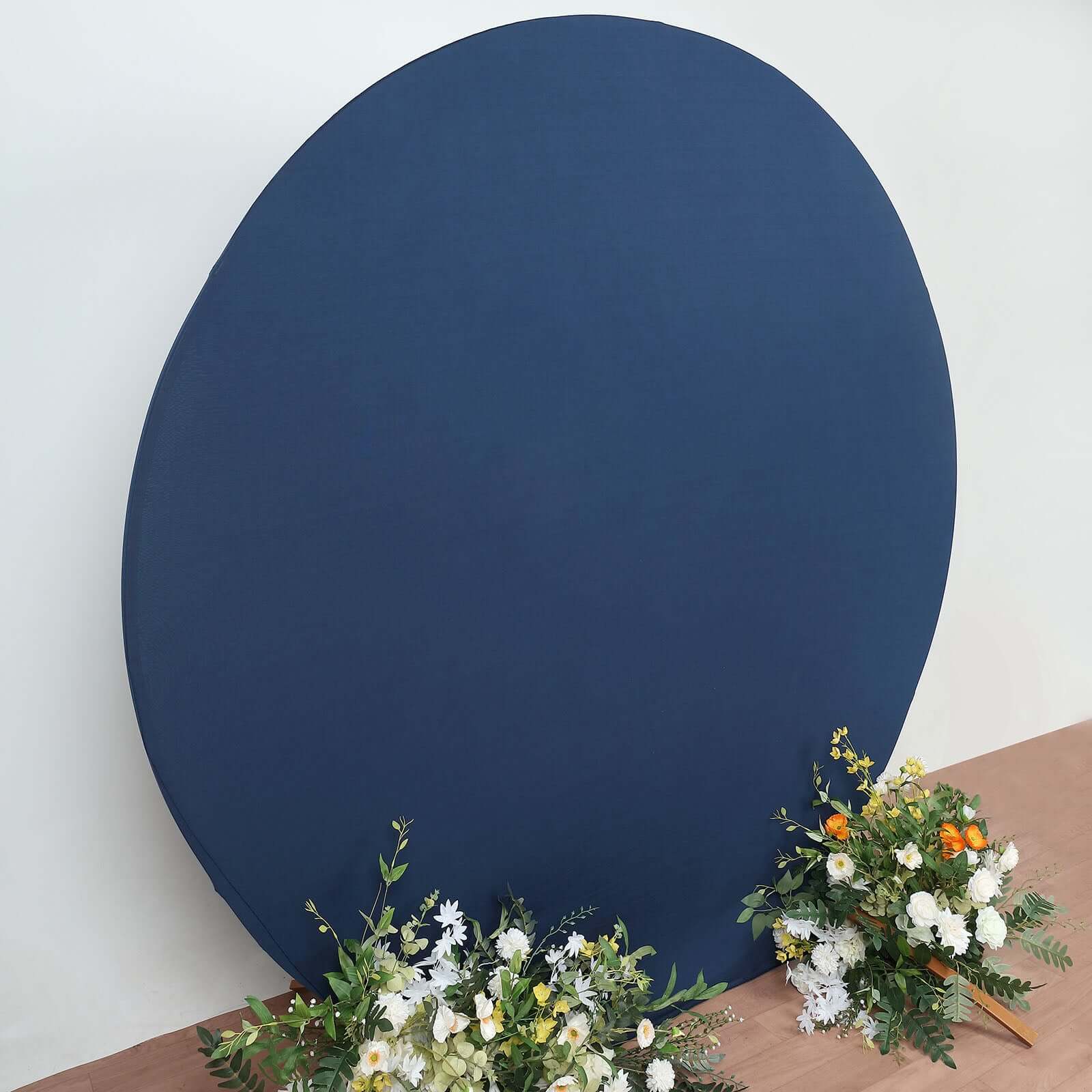 7.5ft Matte Navy Blue Round Spandex Fit Party Backdrop Stand Cover