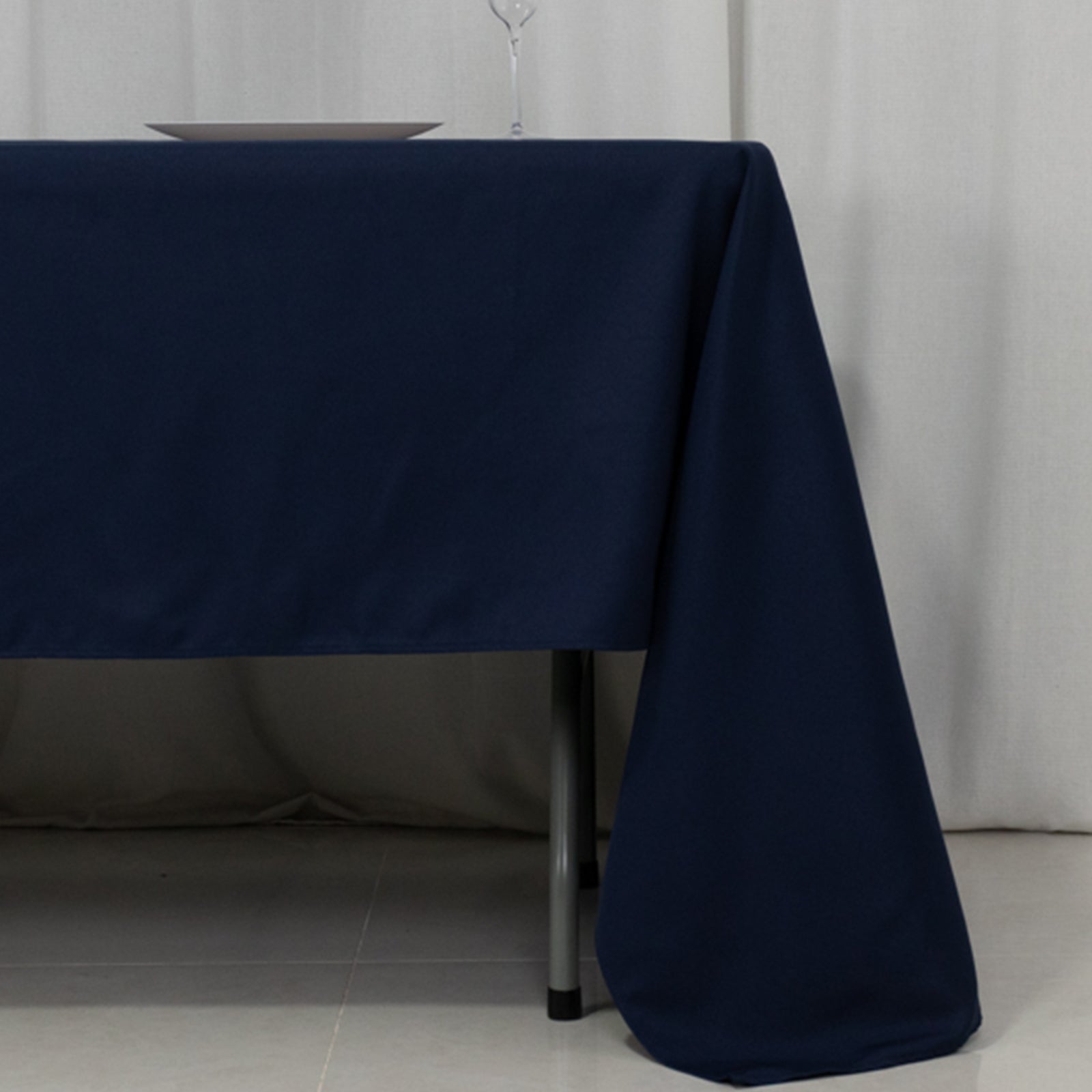 Fire Retardant Premium Polyester 60x126 Rectangular Tablecloth Navy Blue - High-Performance Table Cover