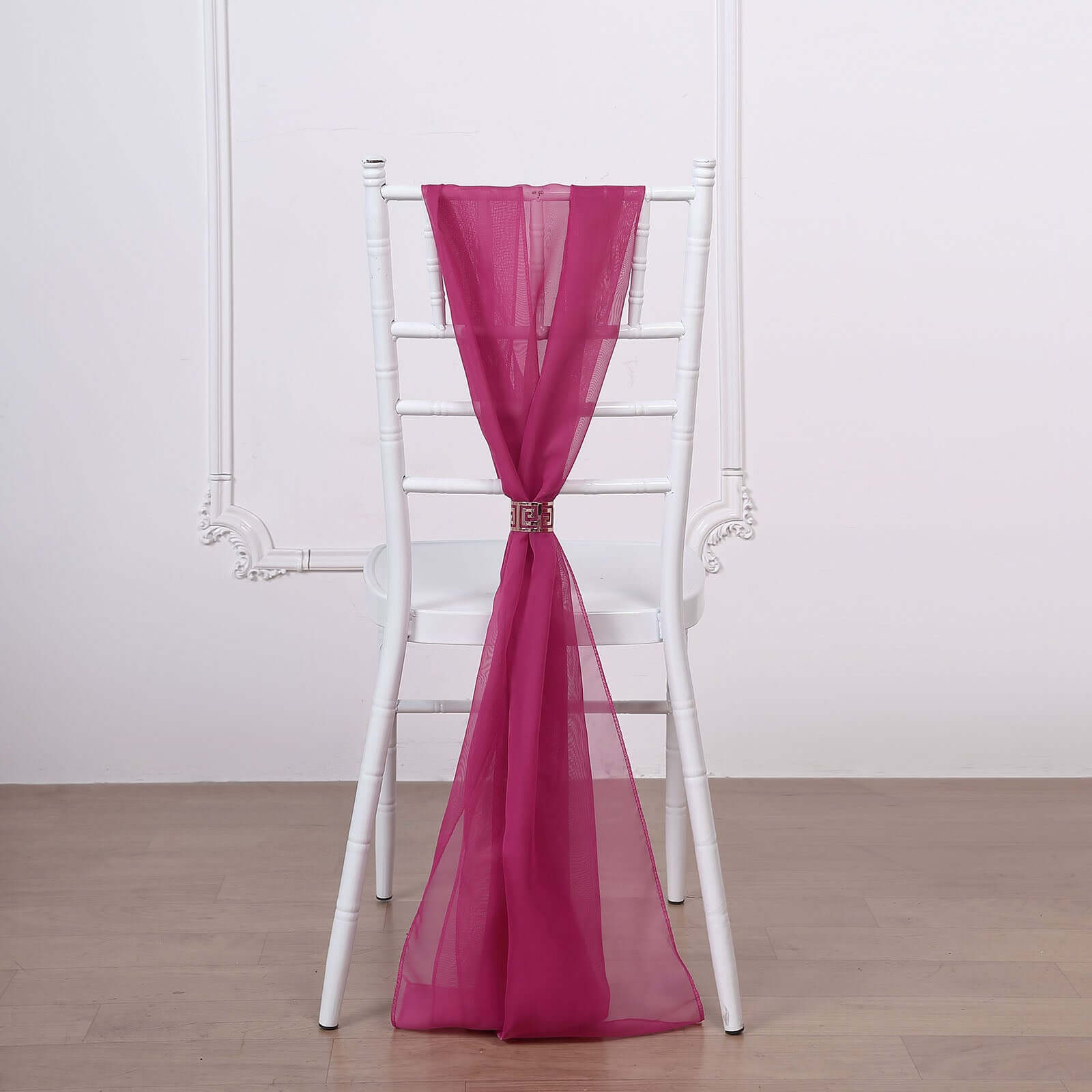 5 Pack Premium Chiffon Chair Sashes Fuchsia - Soft & Lightweight Designer Chair Bows 22x78