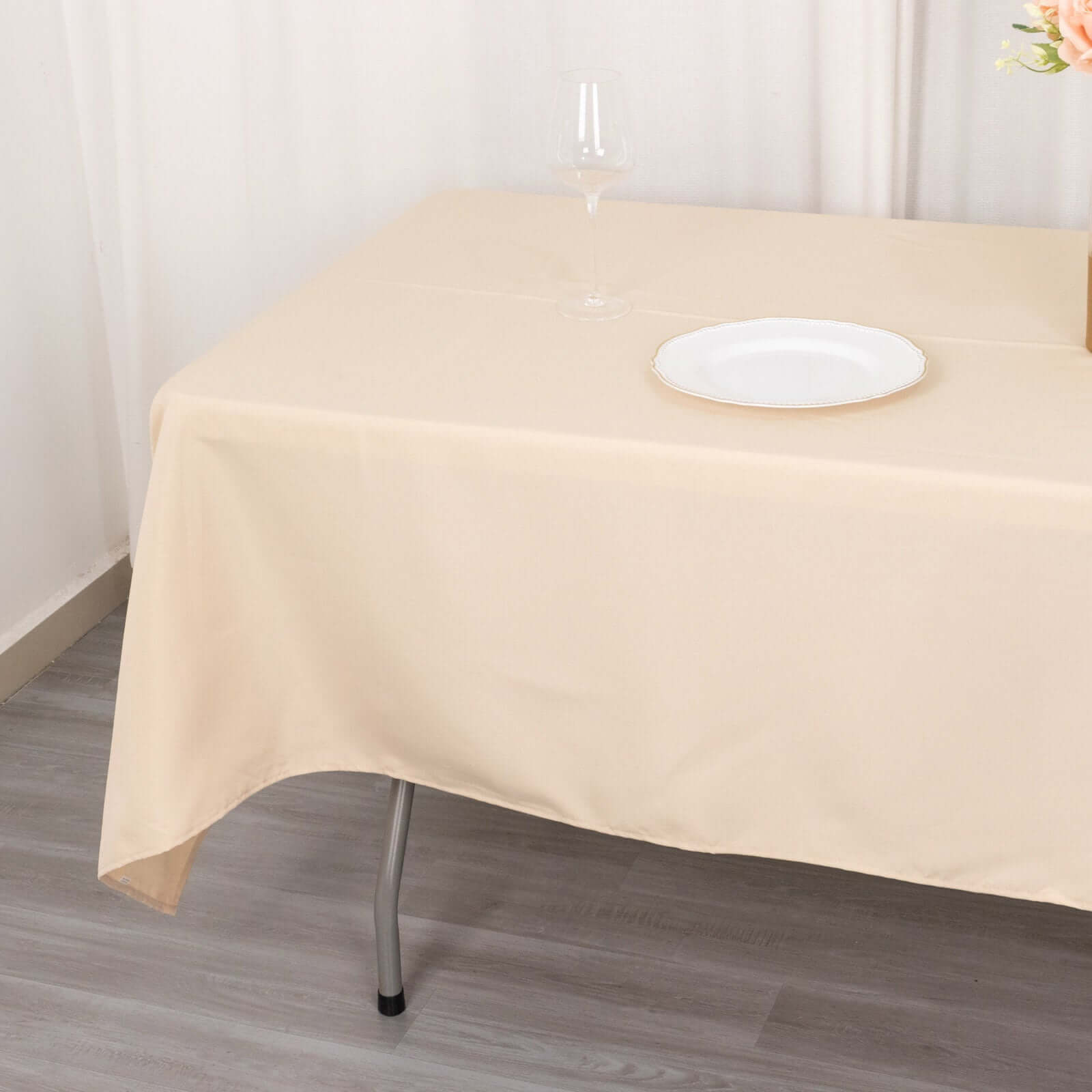 Premium Polyester 60x102 Rectangle Tablecloth Beige - Durable 220GSM Wrinkle-Resistant Table Cover