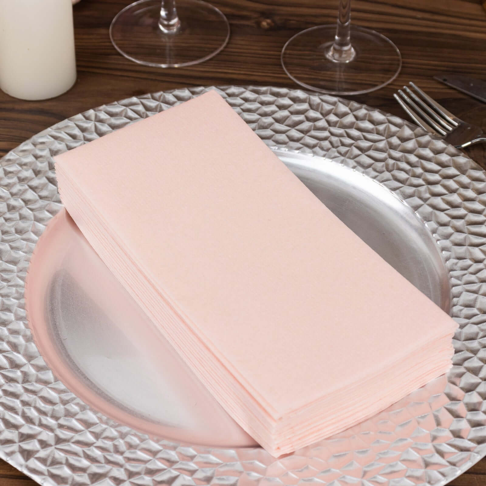 20-Pack Paper Linen-Like Napkins Blush - Disposable Hygienic Airlaid Guest Towels 8.5x4