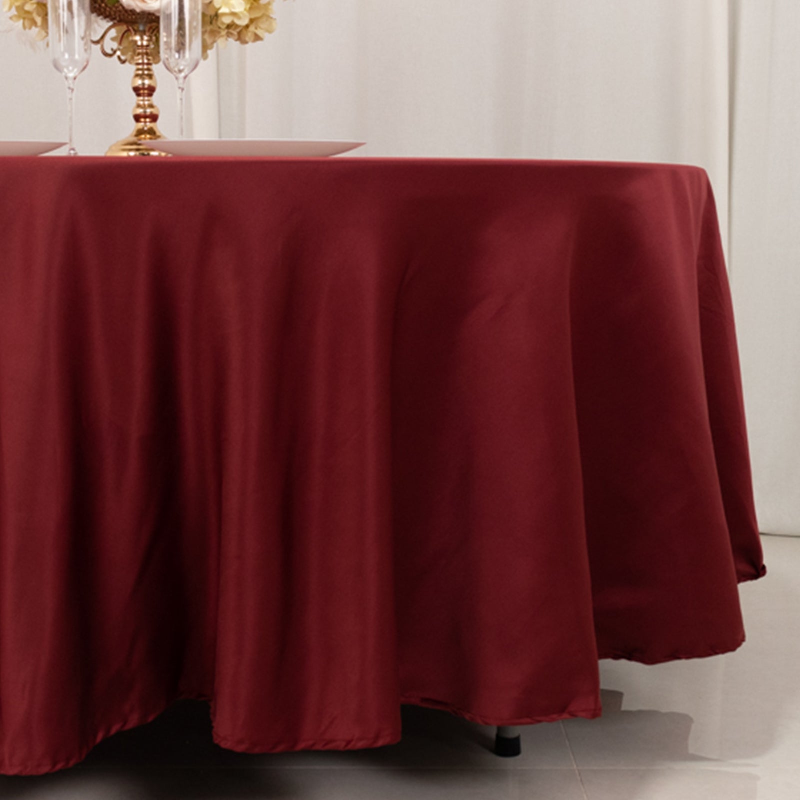 Lamour Satin 108 Round Tablecloth Burgundy - Durable & Silk-Like Table Cover