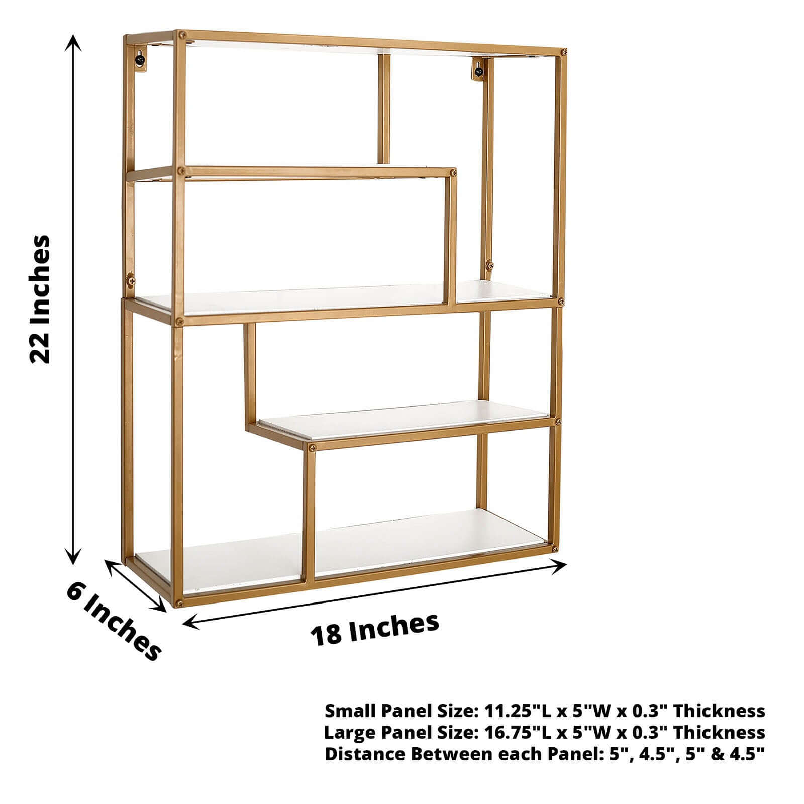 4-Tier Dessert Cupcake Stand Metal Gold with White Wood Panels - Wall Shelf & Book Display Rack 22