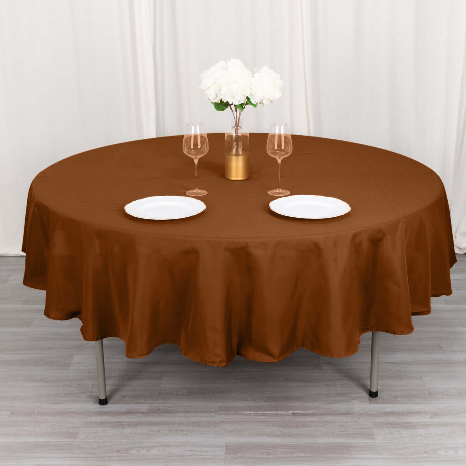 Polyester 90 Round Tablecloth Cinnamon Brown - Stain & Wrinkle-Resistant Table Cover