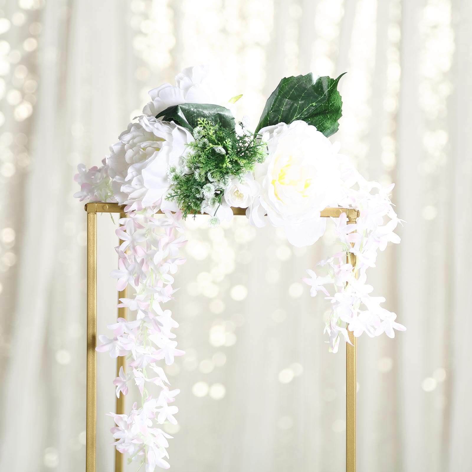 2-Pack Wedding Flower Stand Gold Metal Geometric Column Frame Rectangular - Versatile Floral Pedestal for Sophisticated Arrangements 32