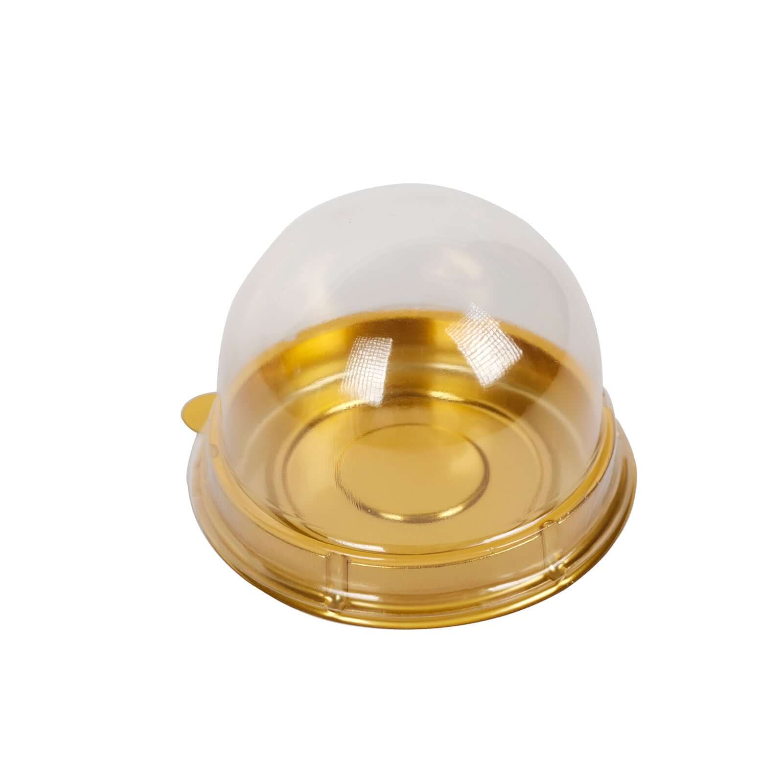 50-Pack Favor Containers Round Dome Design Gold and Clear - Plastic Party Boxes for Cupcakes and Sweets 3