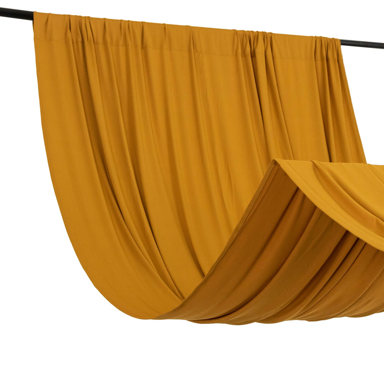 Gold 4-Way Stretch Spandex Event Curtain Drapes, Wrinkle Free Backdrop Event Panel with Rod Pockets - 5ftx10ft