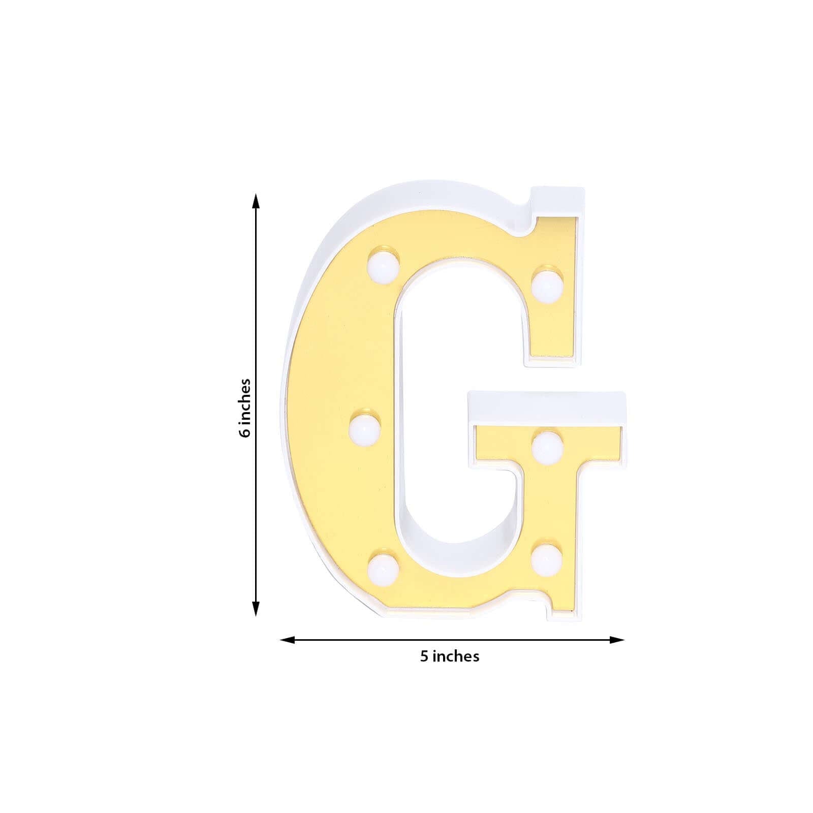 3D Marquee Letter G Warm White 6 LED Lights Gold - Chic Light-Up Decor for Events 6