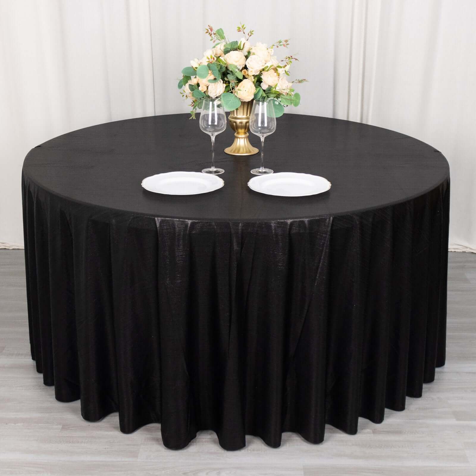 Sequin Dots Polyester Round 120 Tablecloth Black - Wrinkle Free & Sparkling Table Cover