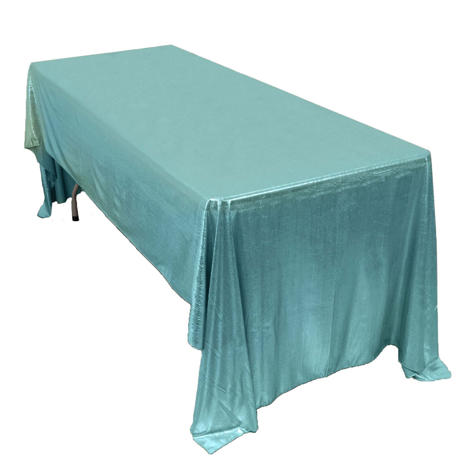 Sequin Dots Polyester 60x126 Rectangle Tablecloth Shimmering Turquoise - Wrinkle Free & Sparkling Table Cover