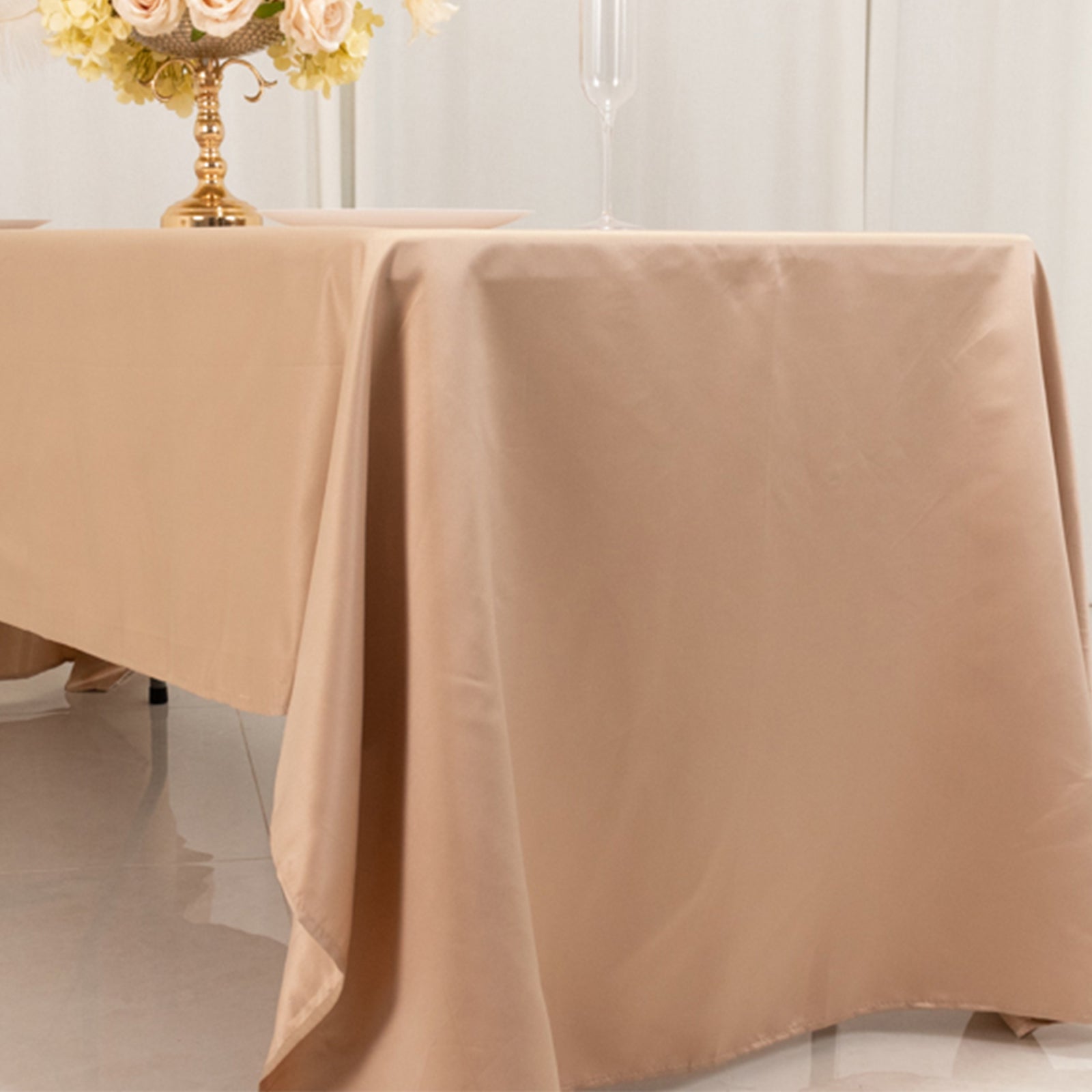 Lamour Satin 60x126 Rectangle Tablecloth Nude - Soft & Silk-Like Table Cover