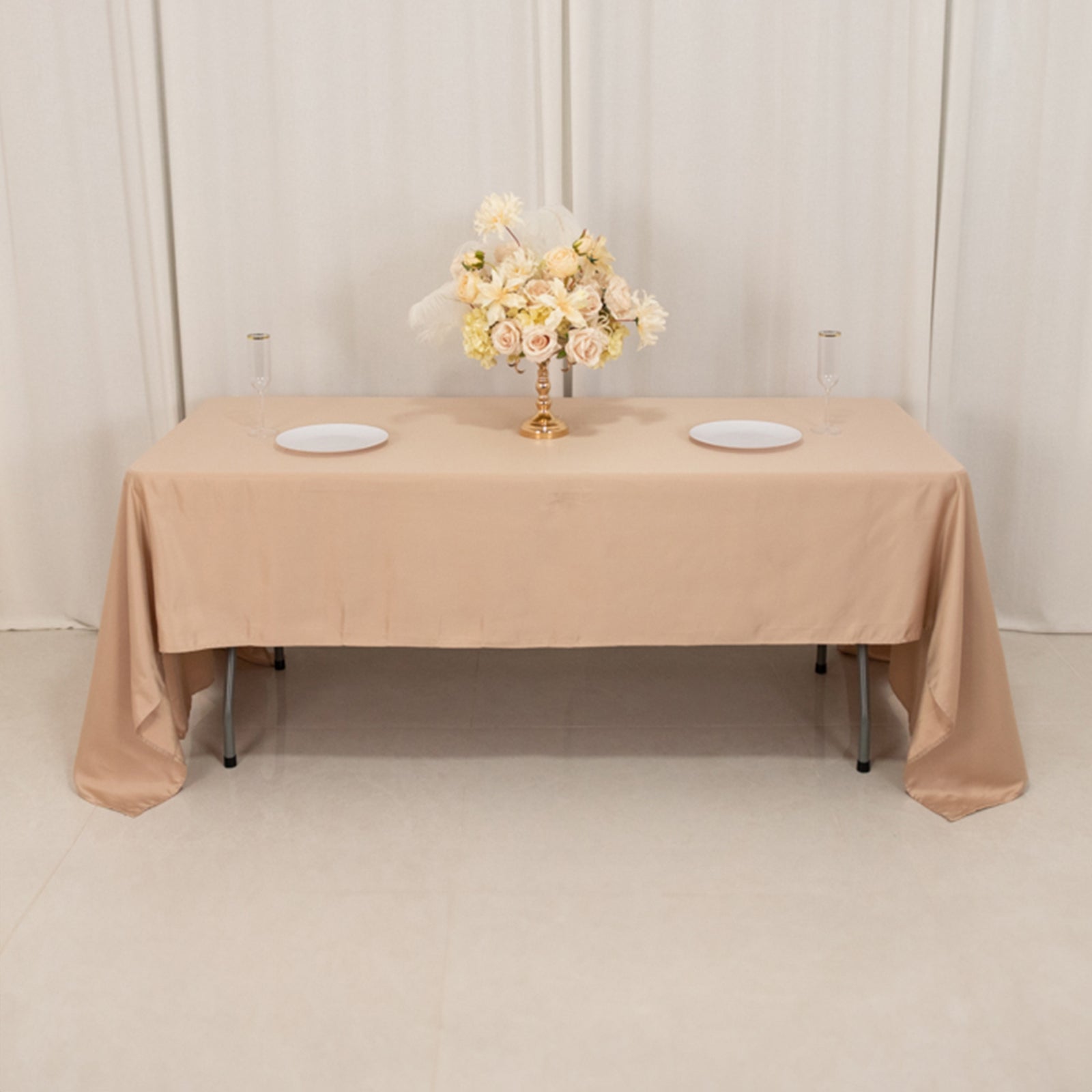 Lamour Satin 60x126 Rectangle Tablecloth Nude - Soft & Silk-Like Table Cover