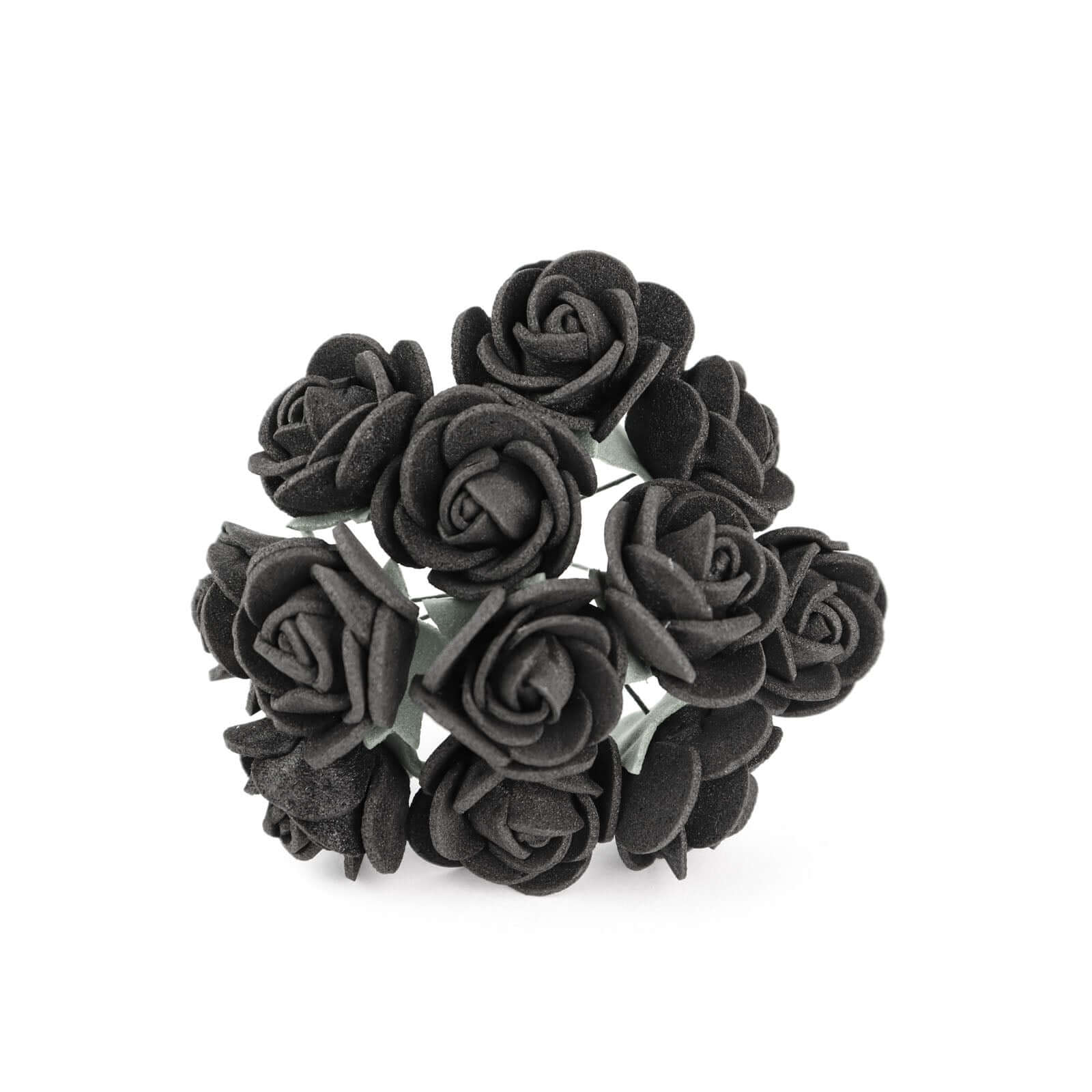 48 Roses 1 Black Real Touch Artificial DIY Foam Rose Flowers With Stem, Craft Rose Buds