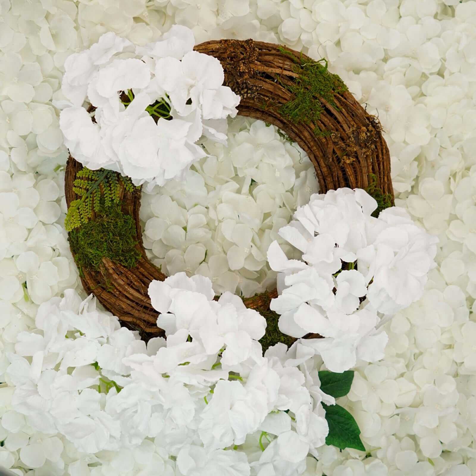 10 Flower Head and Stems White Artificial Satin Hydrangeas, DIY Arrangement