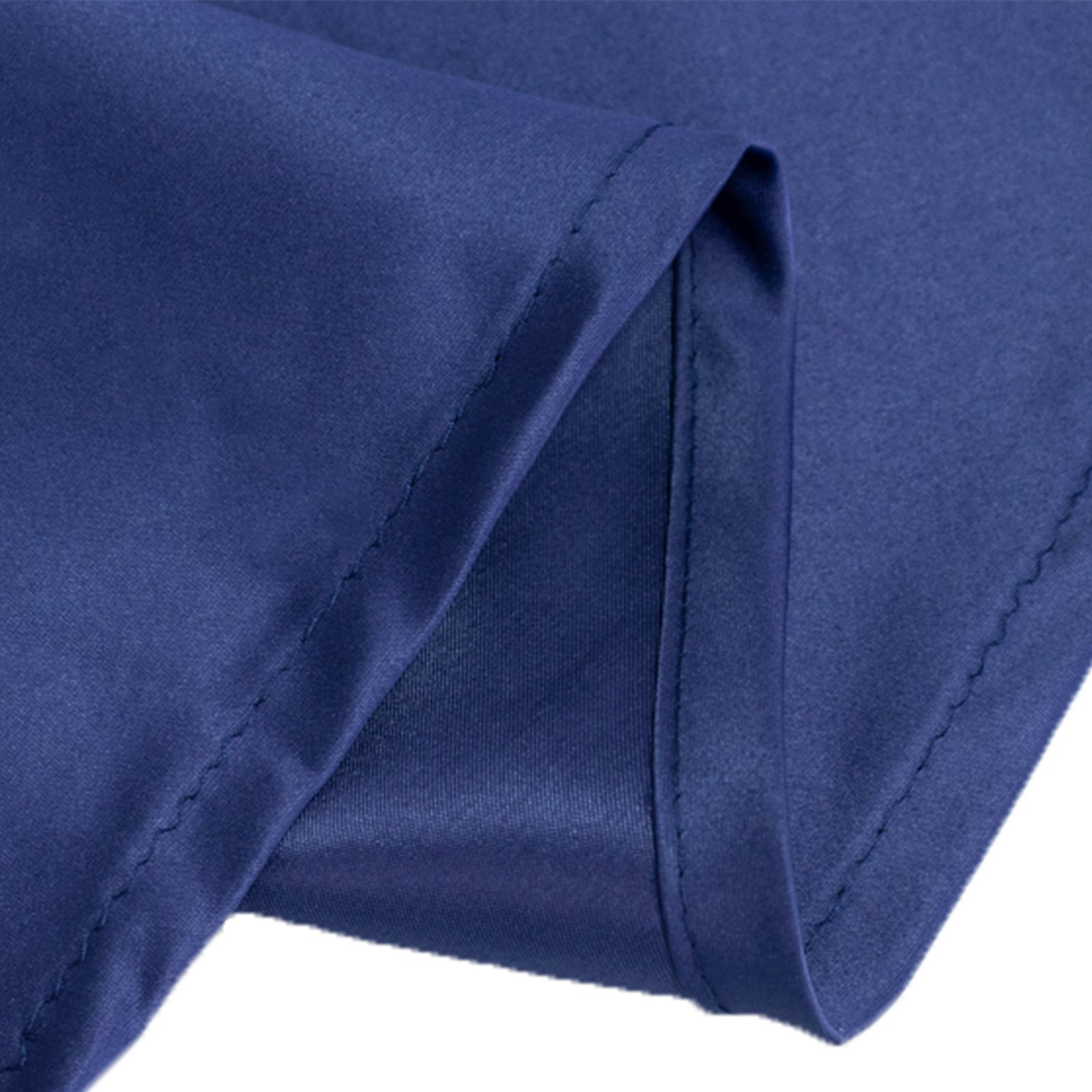 Lamour Satin 120 Round Tablecloth Navy Blue - Seamless Table Cover with Soft Tempered Sheen