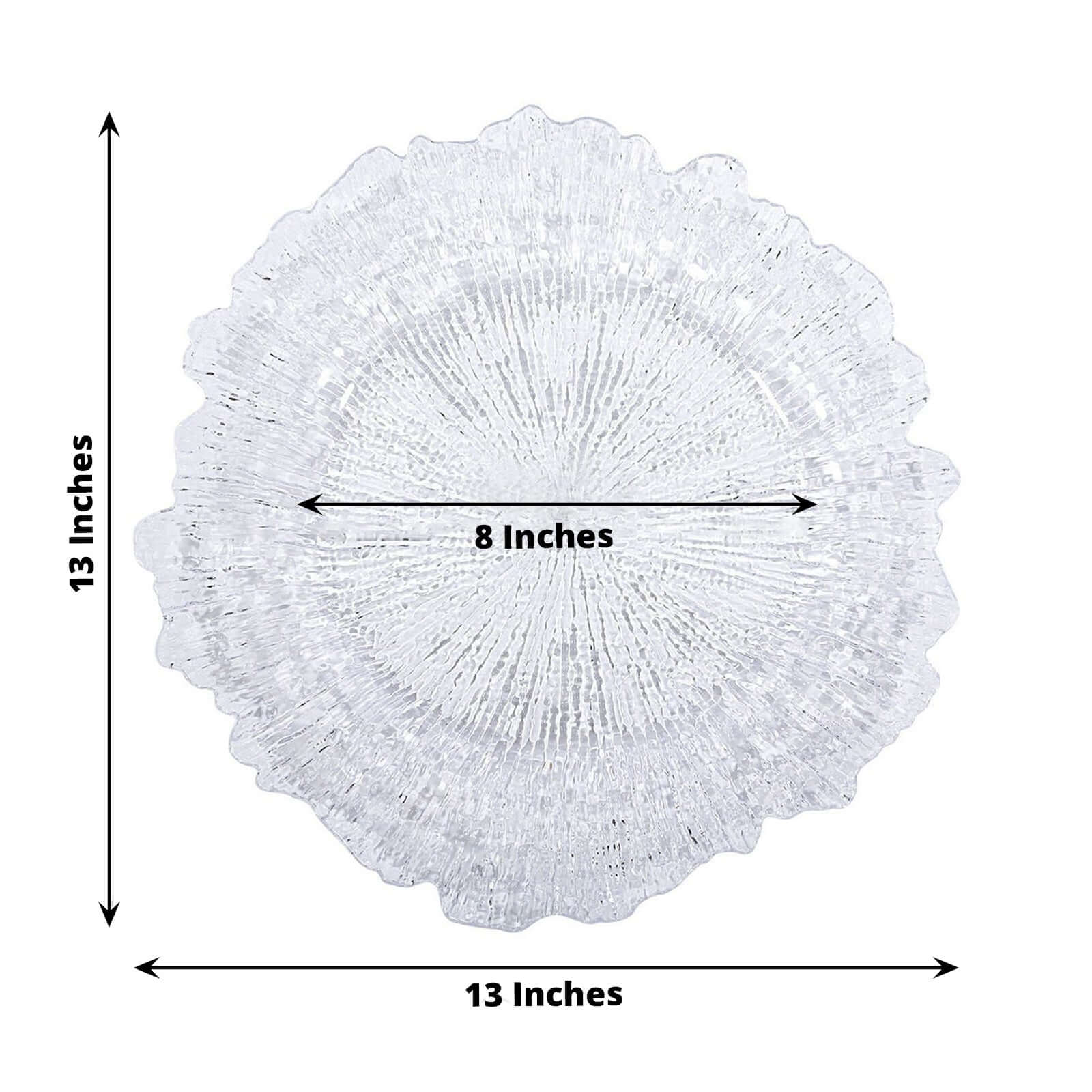 6-Pack Plastic Round Charger Plates 12 in Clear with Reef Design, Decorative Dinner Party Serving Plates