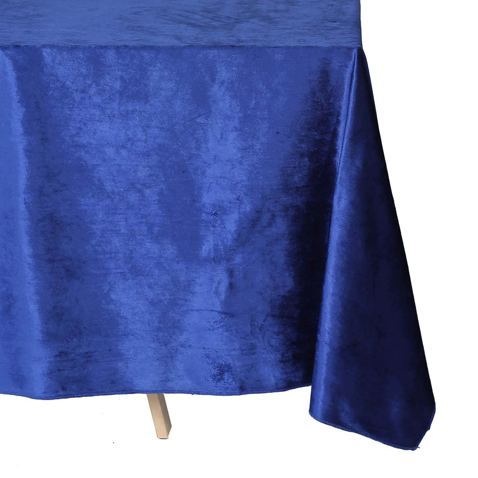 Premium Velvet 90x132 Rectangle Tablecloth Royal Blue - Reusable Soft & Seamless Table Cover