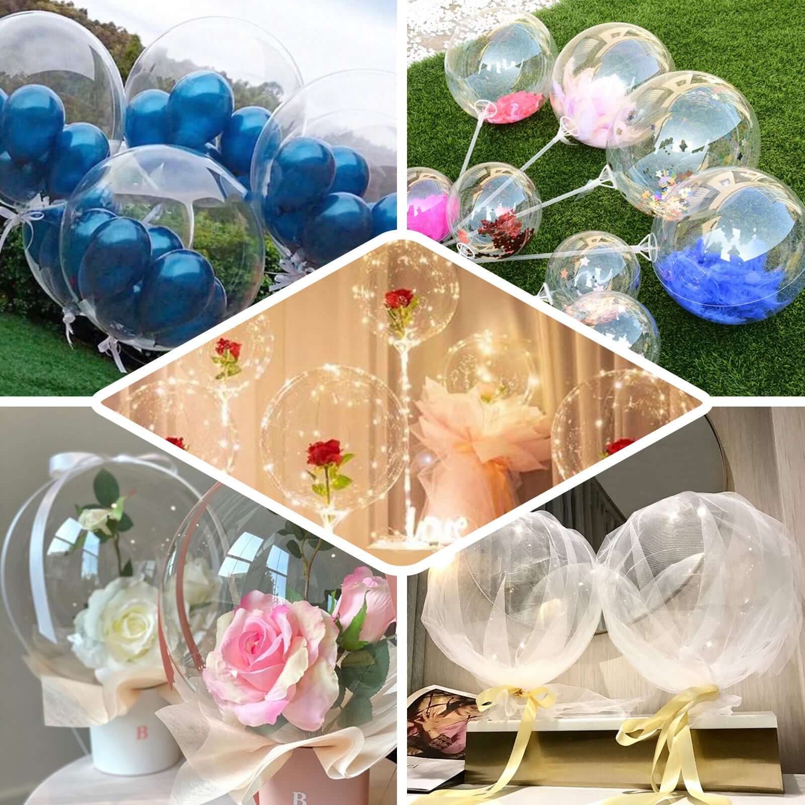 24 Clear Fully Transparent Durable PVC Helium or Air Bubble Balloon