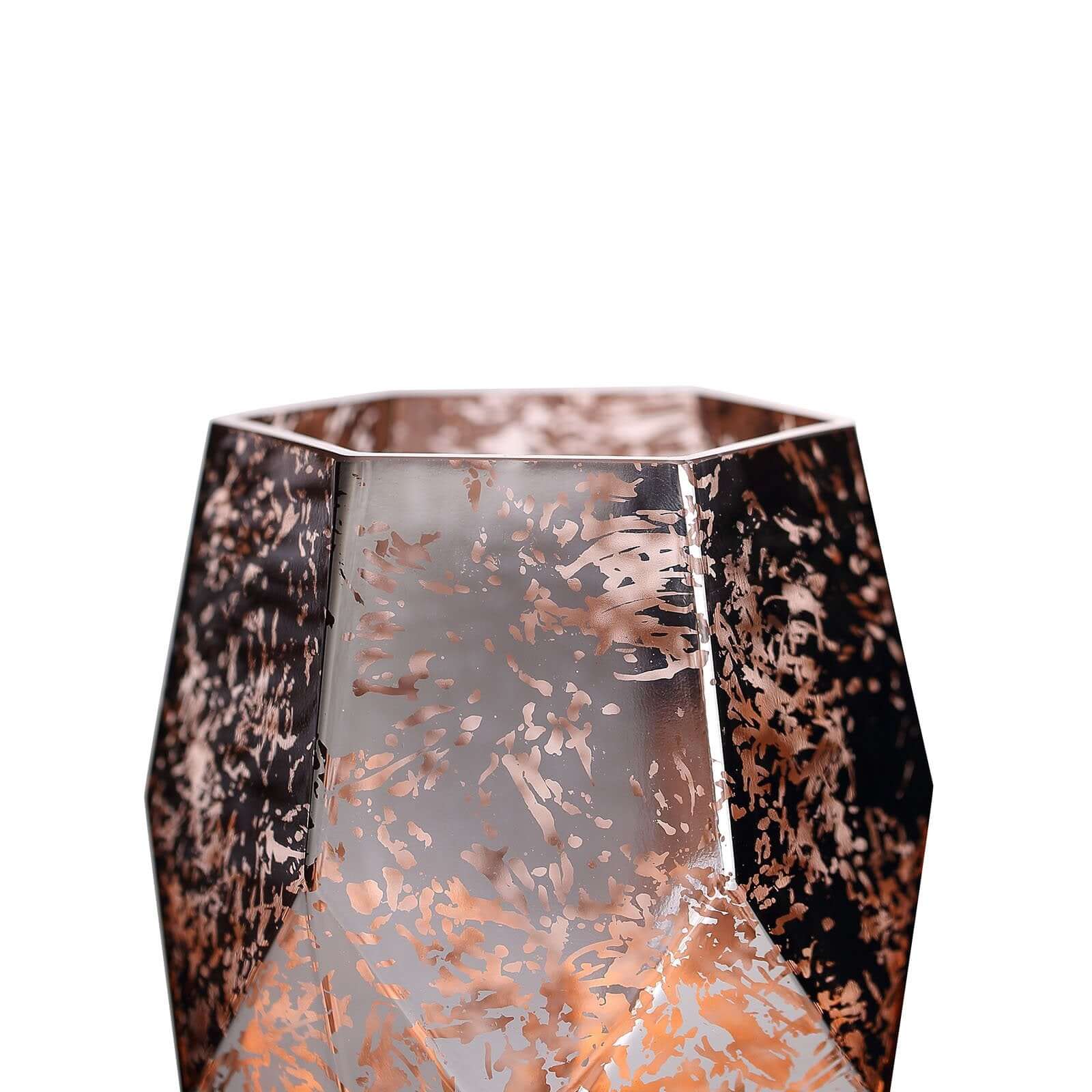 2-Pack Mercury Glass Vases Pentagon Design Silver Rose Gold - Decorative Candle Holder Centerpieces 8