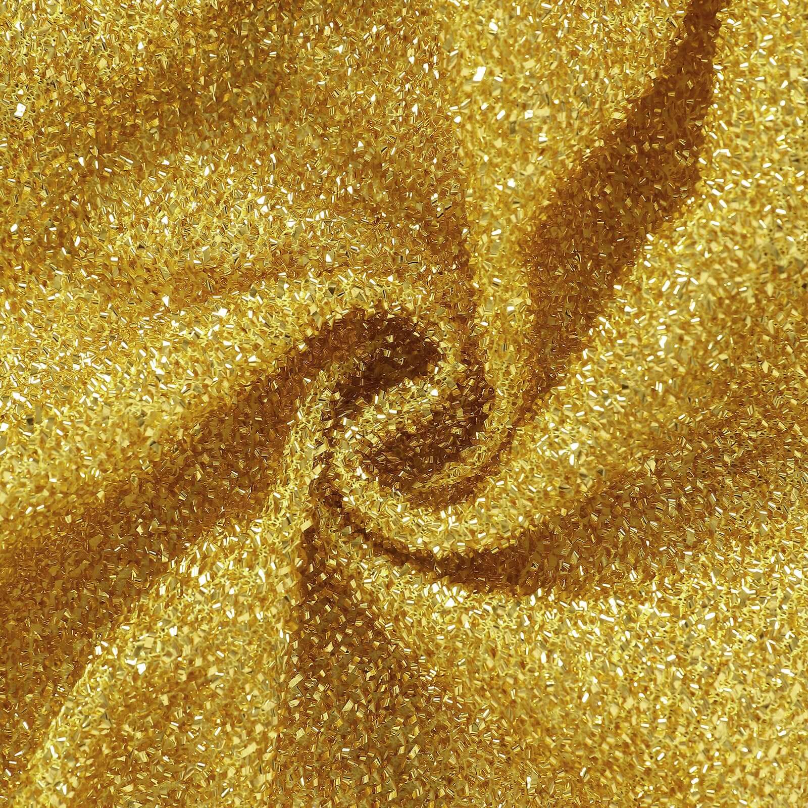 6ft Gold Shimmer Tinsel Spandex Chiara Backdrop Stand Cover For Fitted Round Top Wedding Arch