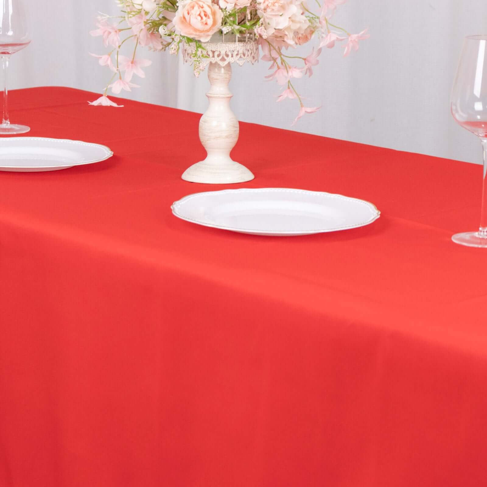 Premium Polyester 60x102 Rectangle Tablecloth Red - Durable 220GSM Wrinkle-Resistant Table Cover