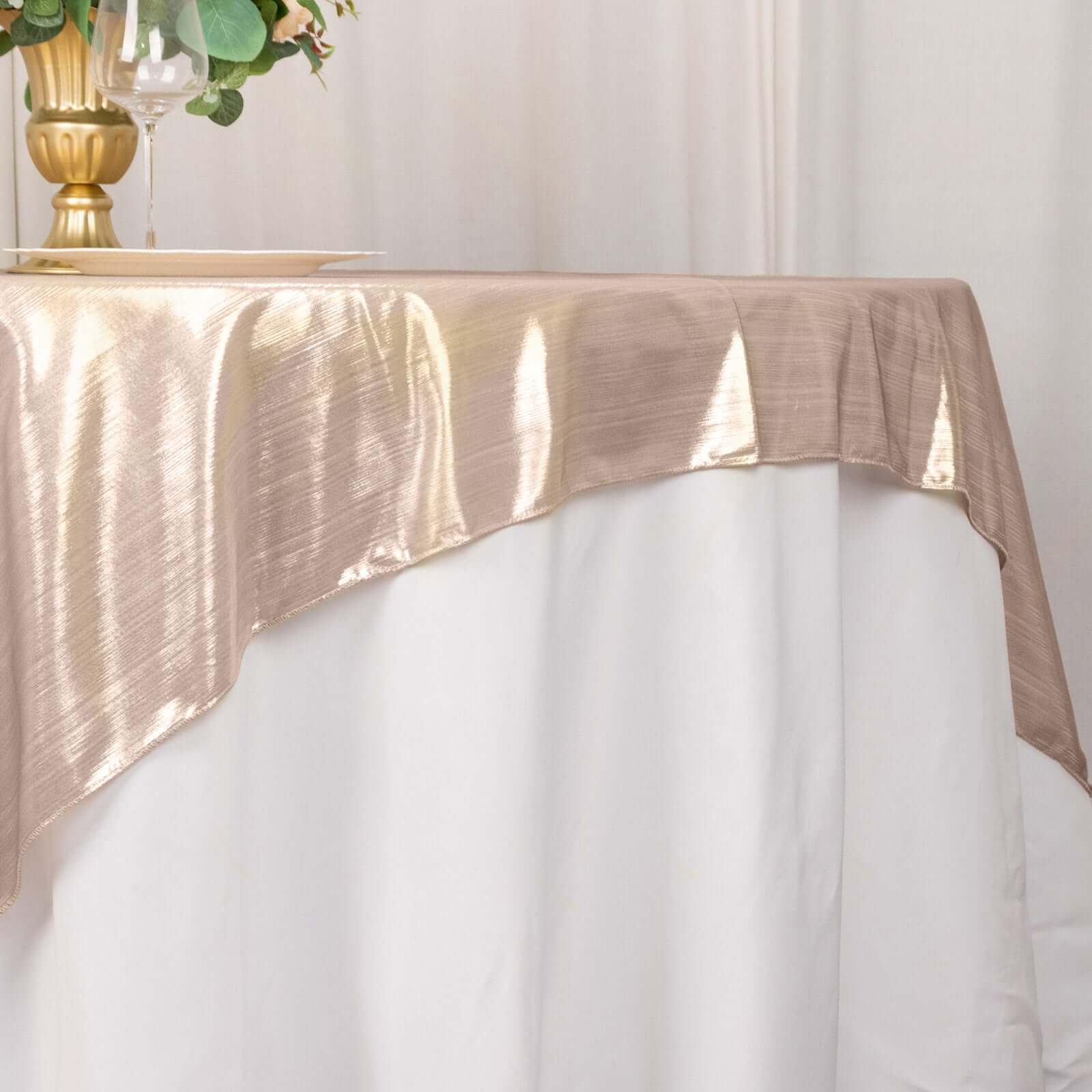 Polyester 72x72 Table Overlay Square Tablecloth Blush - Sequin Dots Wrinkle-Free Table Cover