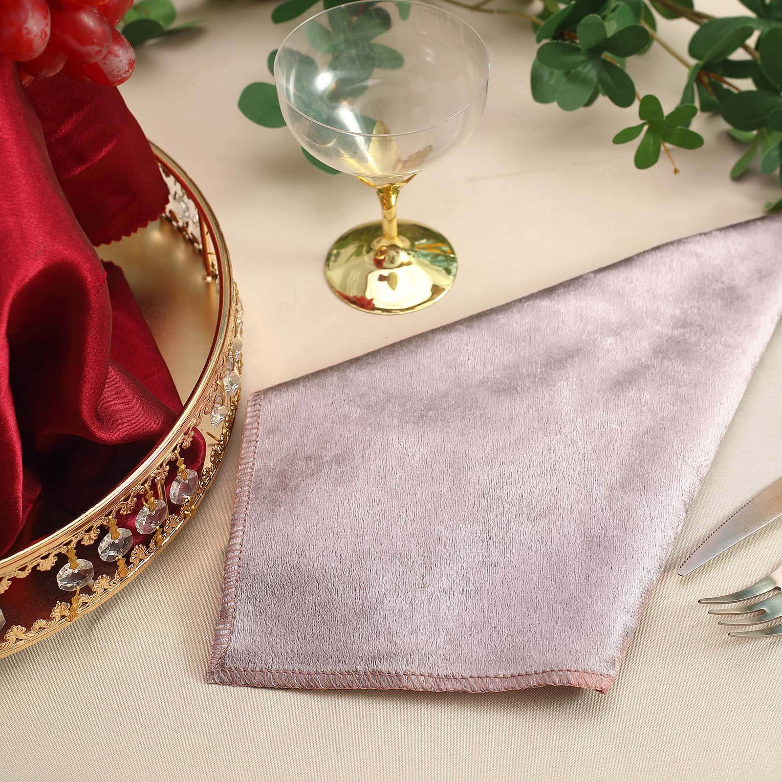 5 Pack Premium Velvet 20x20 Napkins Mauve - Soft Sheen Finish Cloth Napkins